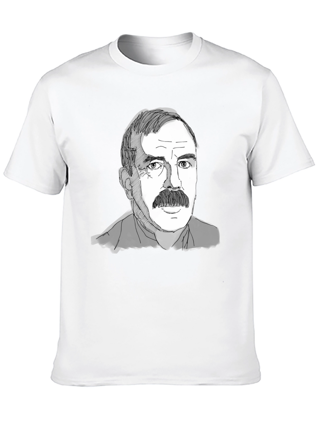Mustache Man Tee - Graphic Print Black T-Shirt