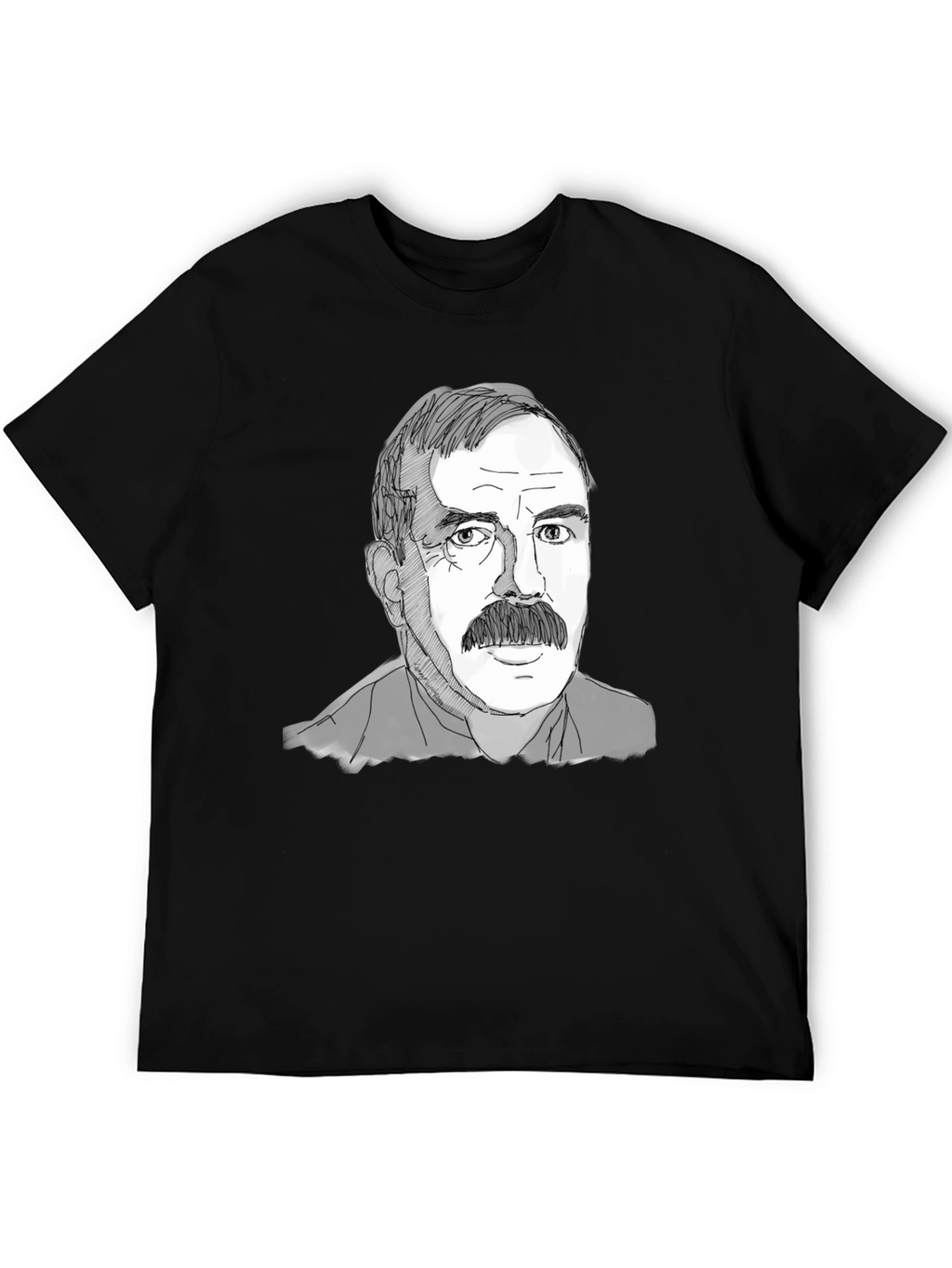 Mustache Man Tee - Graphic Print Black T-Shirt