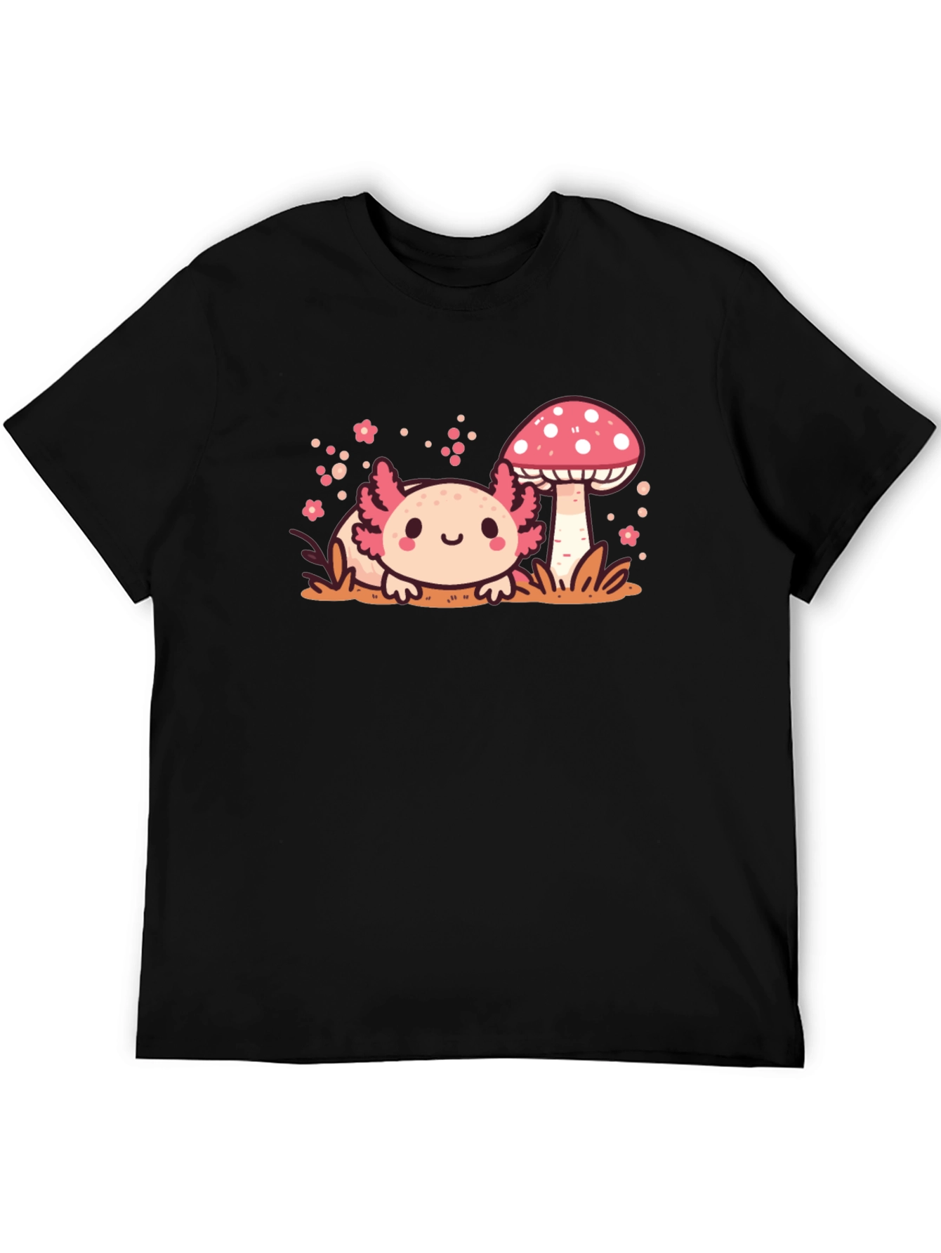 Axolotl & Mushroom Graphic Tee - Cute Kawaii Style