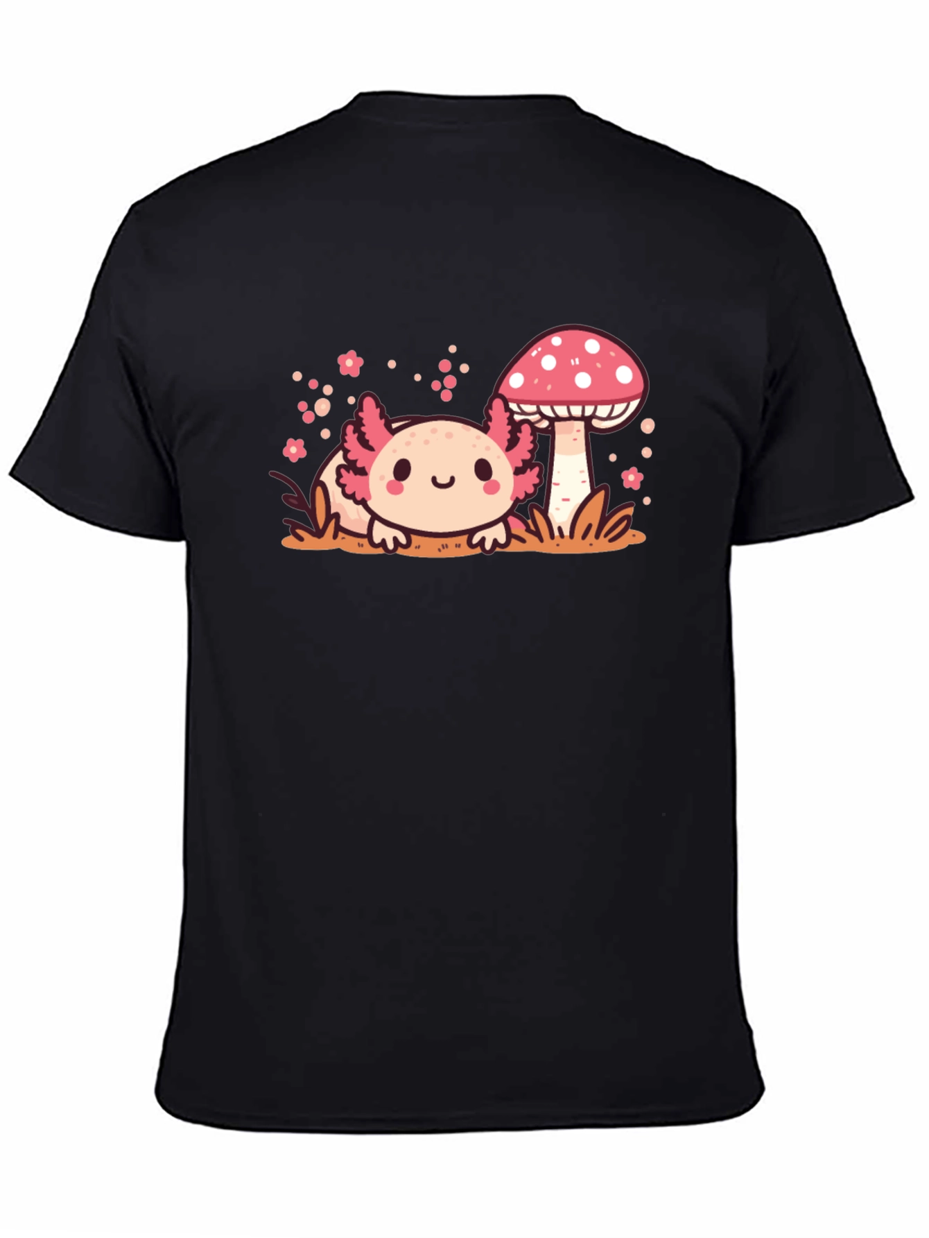 Axolotl & Mushroom Graphic Tee - Cute Kawaii Style