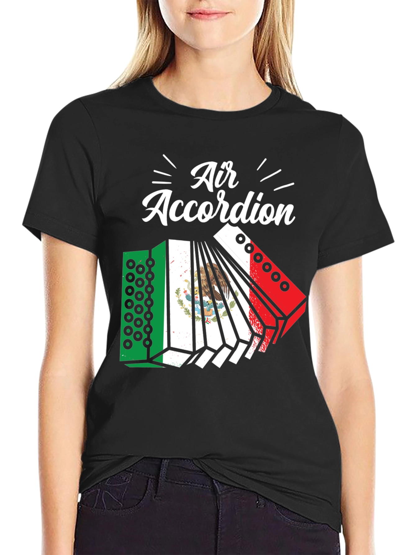 Air Accordion Tee - Black Novelty Graphic T-Shirt