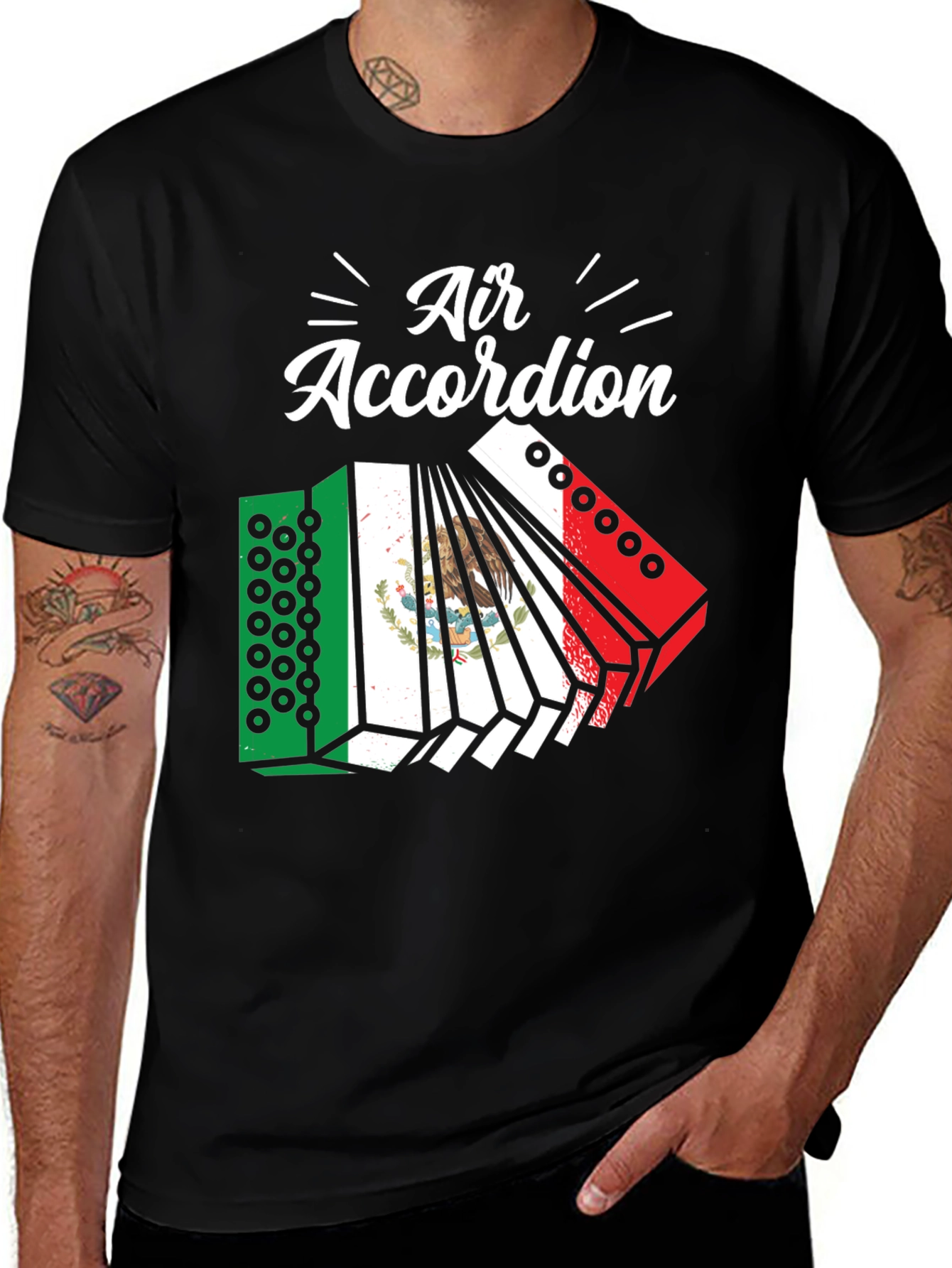 Air Accordion Tee - Black Novelty Graphic T-Shirt