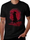 Samurai Silhouette Graphic Tee - Black