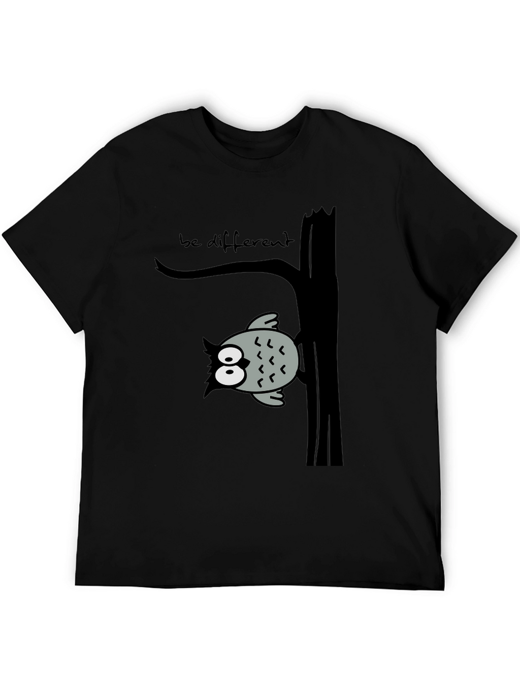 Be Different Owl Tree Black T-Shirt