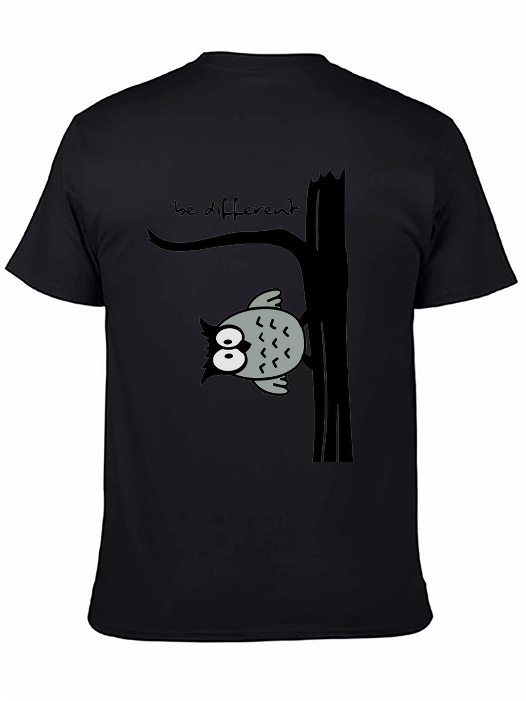 Be Different Owl Tree Black T-Shirt