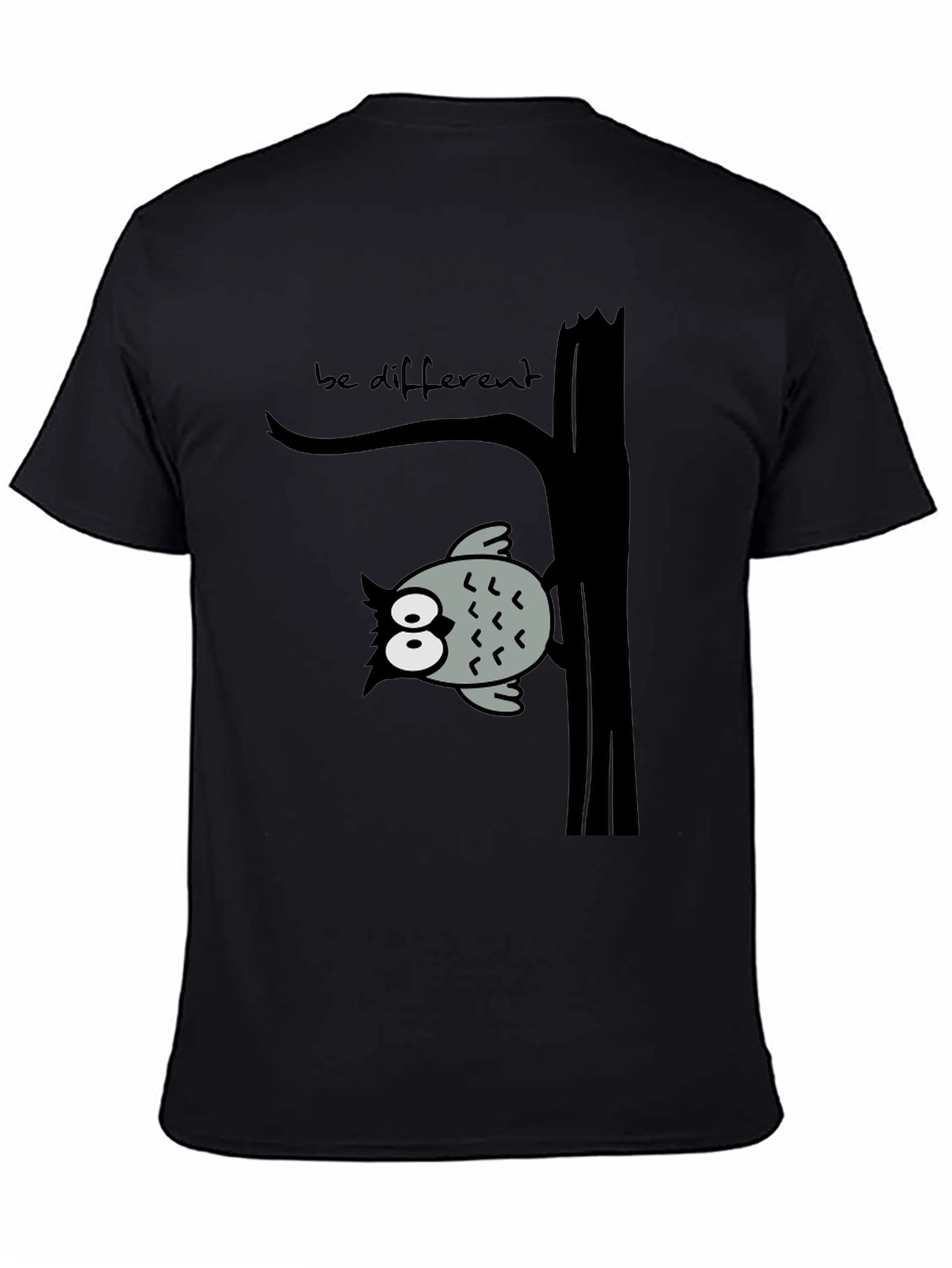 Be Different Owl Tree Black T-Shirt