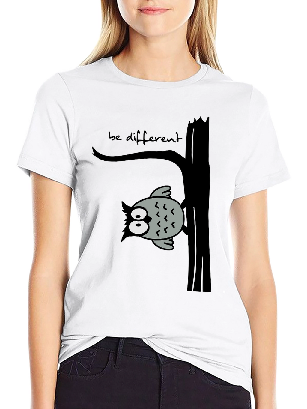 Be Different Owl Tree Black T-Shirt