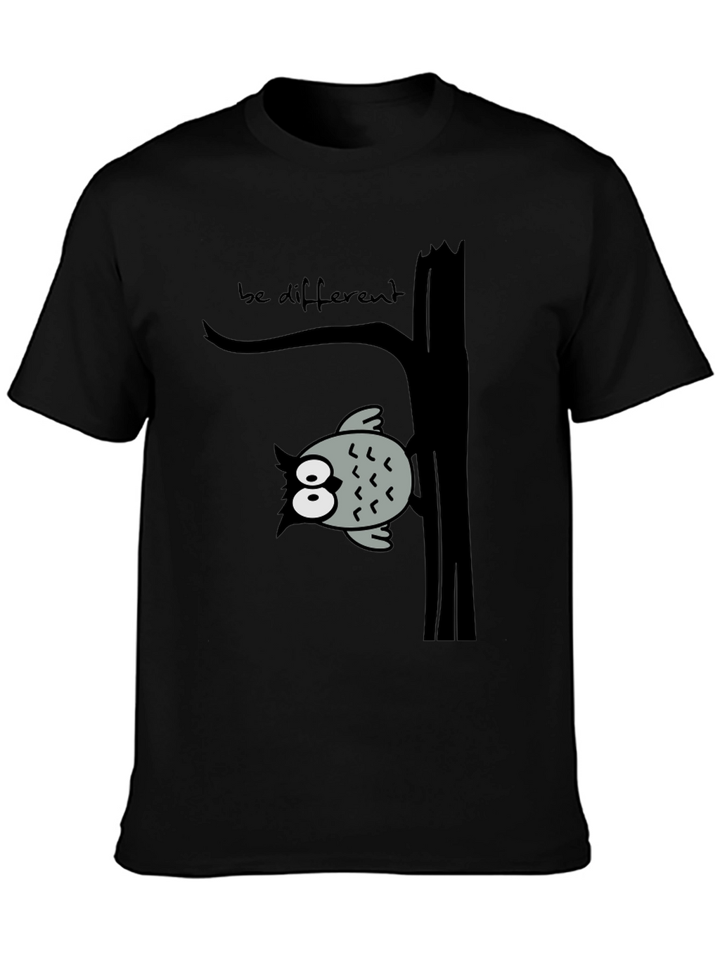 Be Different Owl Tree Black T-Shirt