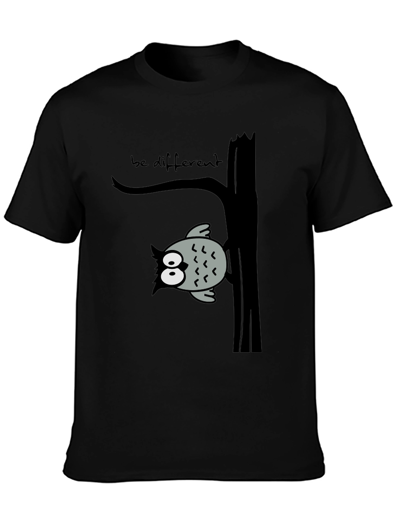 Be Different Owl Tree Black T-Shirt