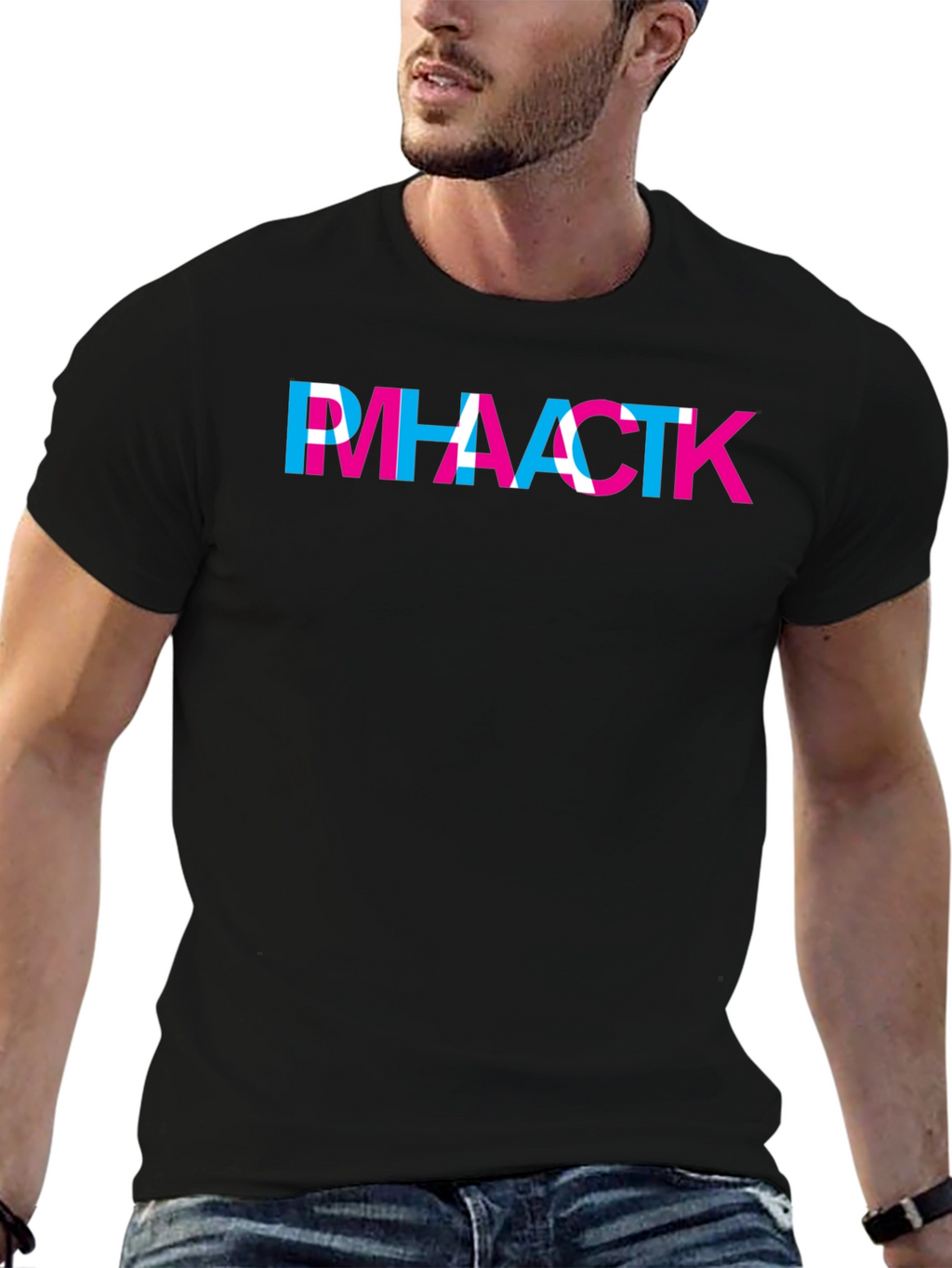 Abstract Letter Graphic Black T-Shirt