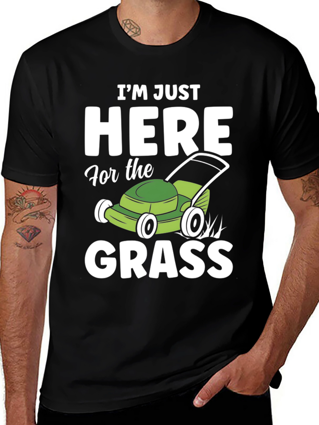 Funny Here for the Grass Lawn Mowing T-Shirt