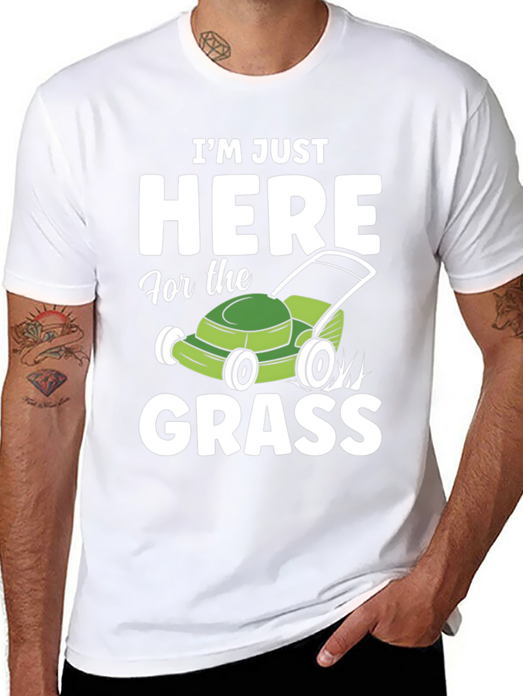 Funny Here for the Grass Lawn Mowing T-Shirt