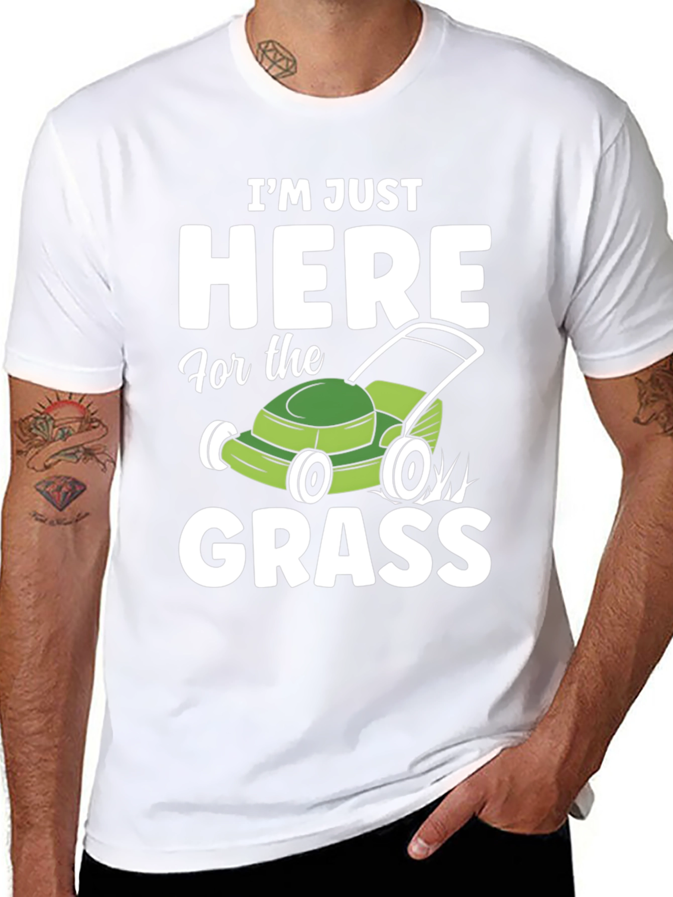 Funny Here for the Grass Lawn Mowing T-Shirt