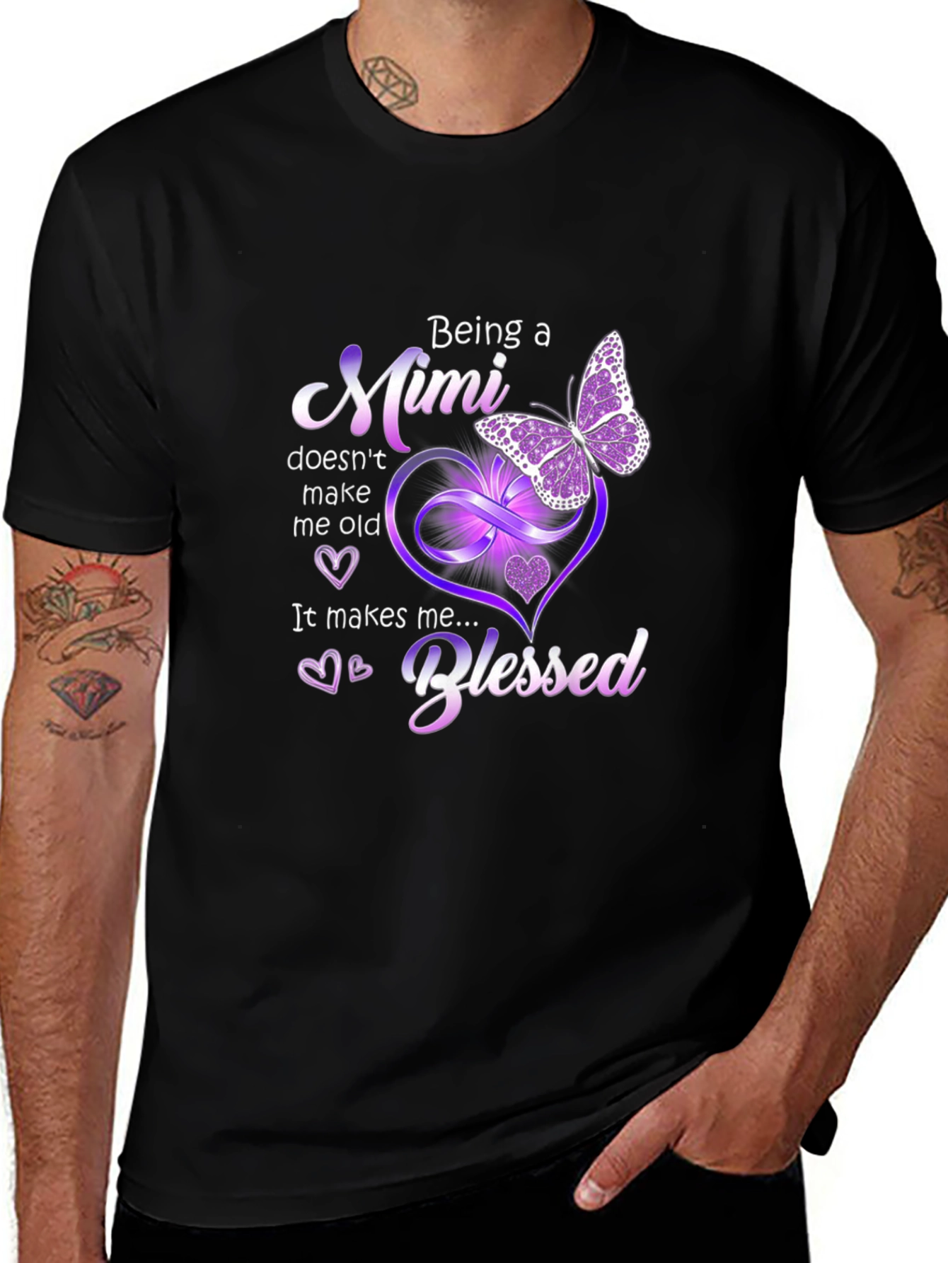 Blessed Mimi T-Shirt: Butterfly & Hearts Design