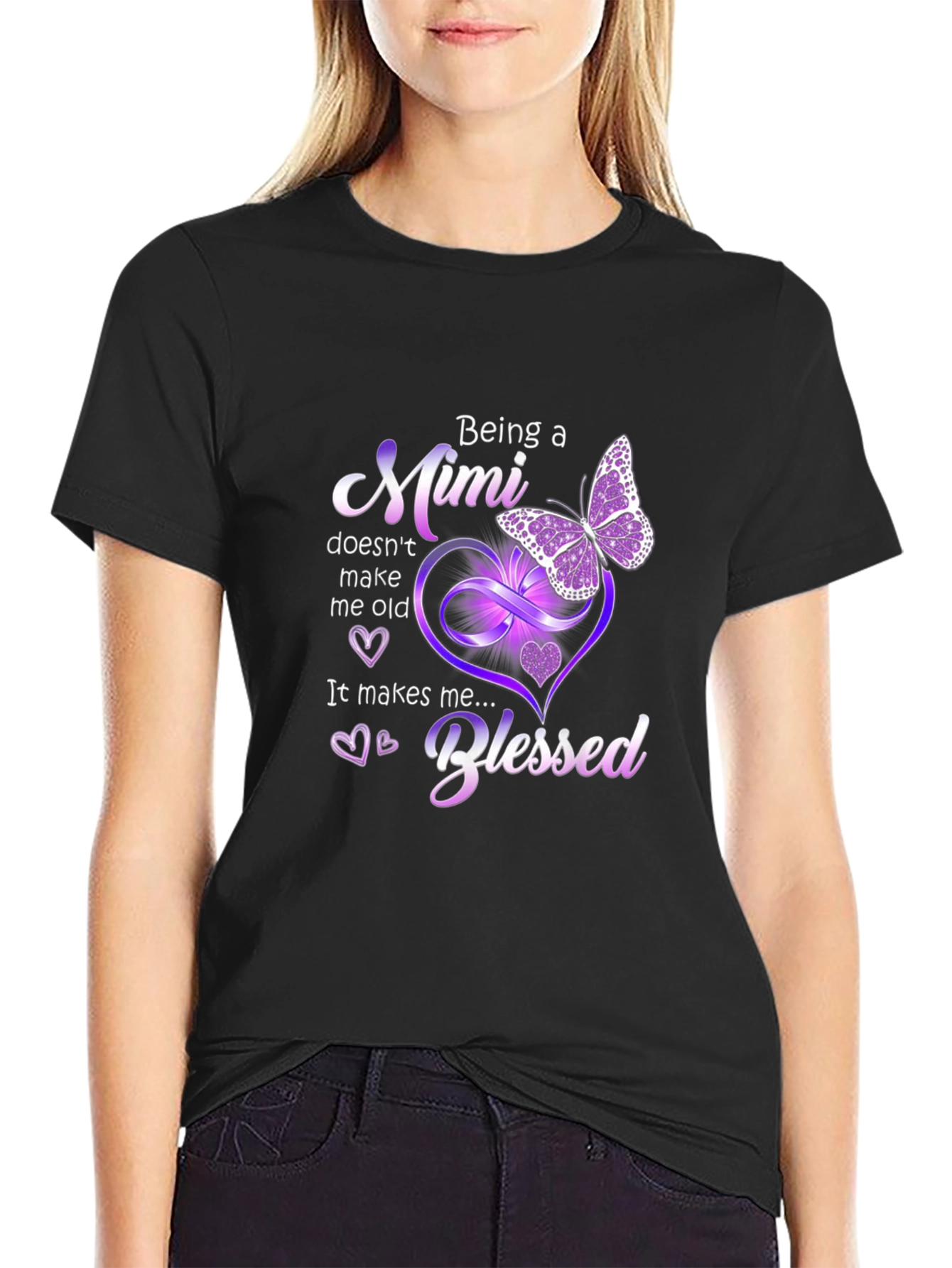Blessed Mimi T-Shirt: Butterfly & Hearts Design