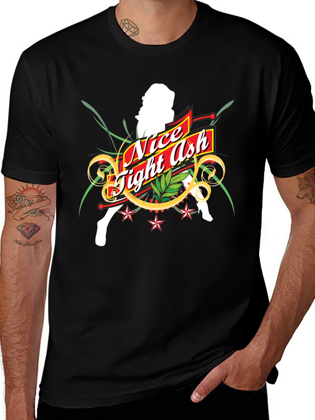 Nice Tight Ash Graphic T-Shirt - Bold Black Tee