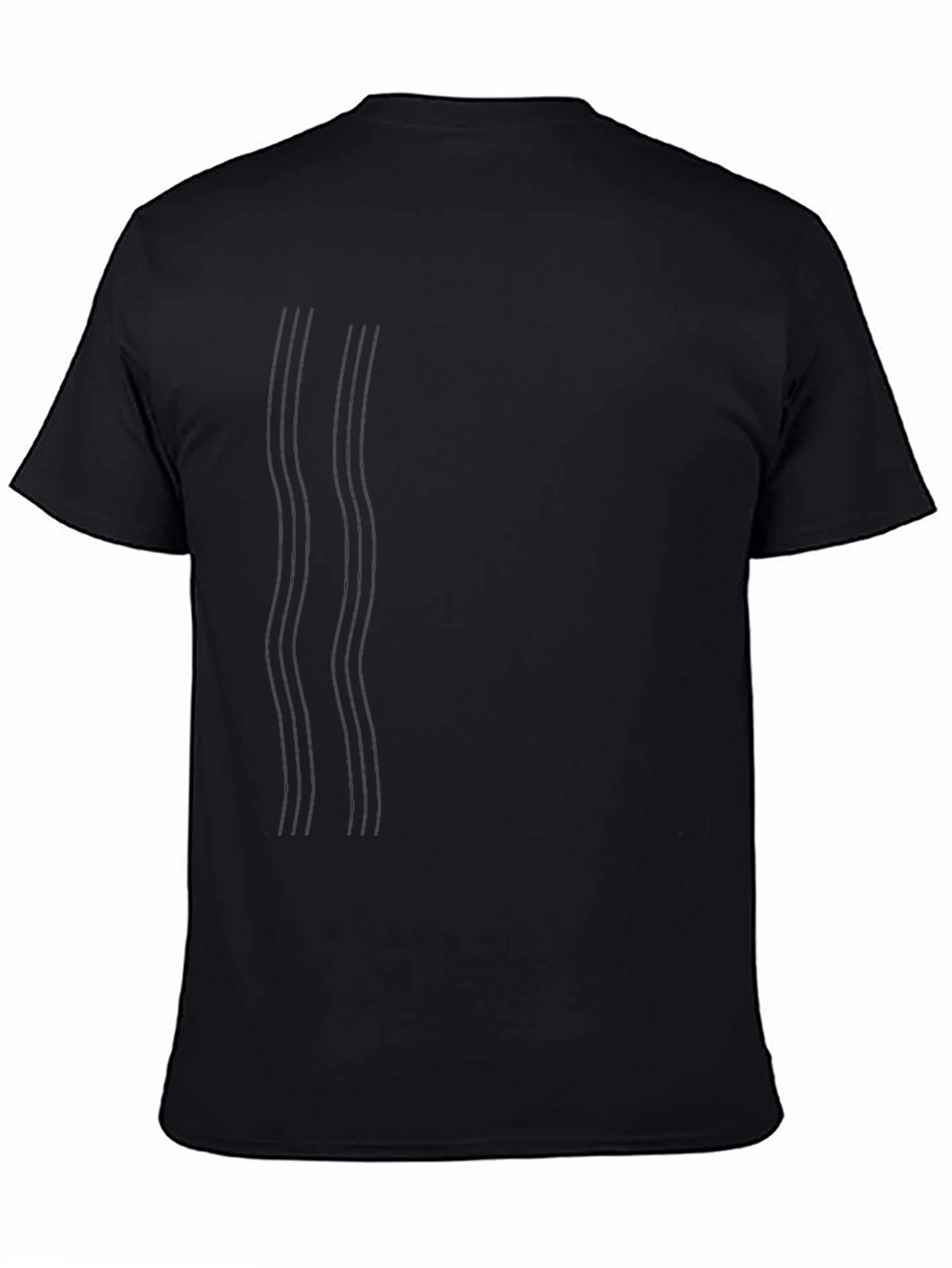 Mens Black Crew Neck T-Shirt with Subtle Line Design