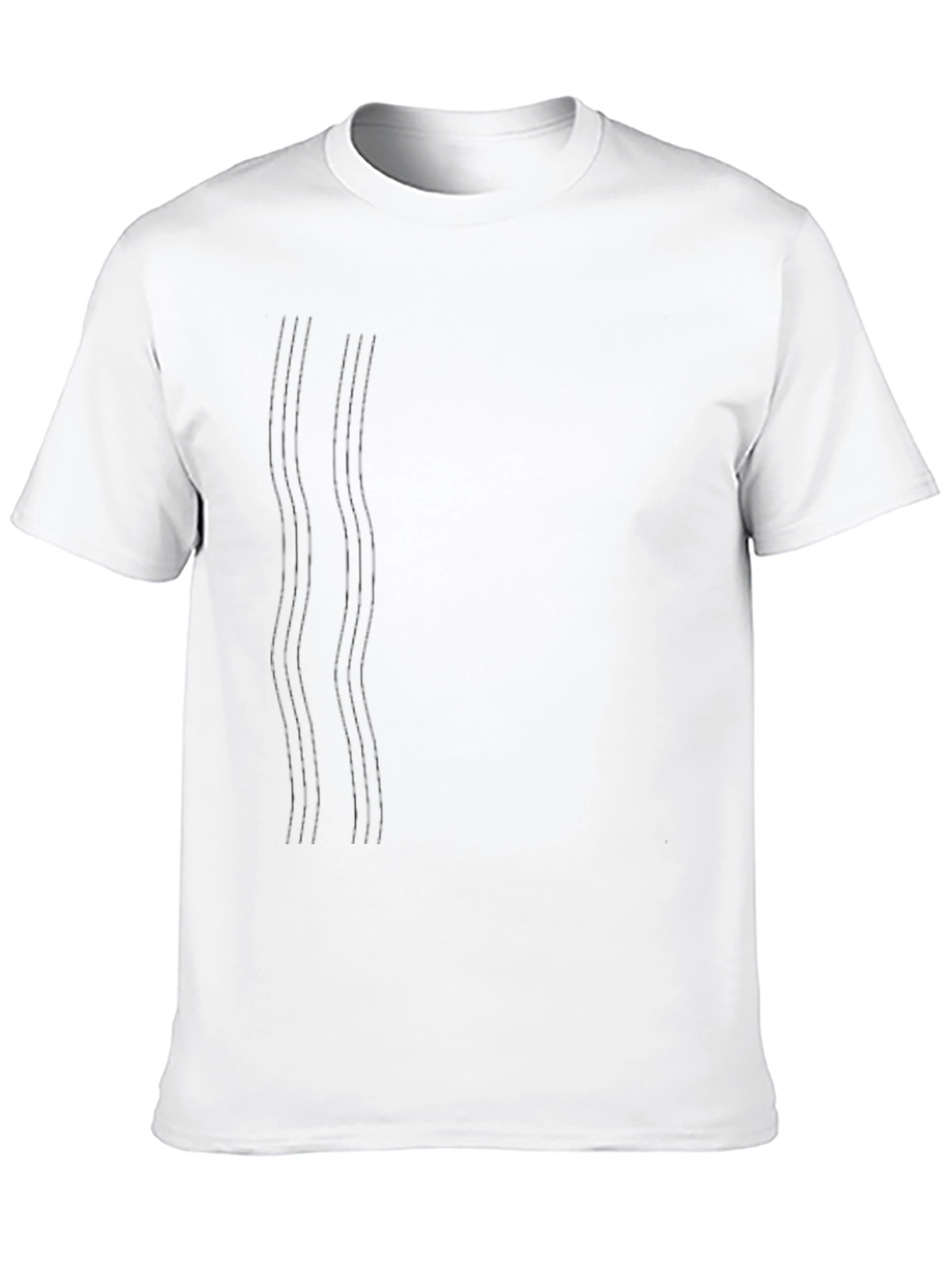 Mens Black Crew Neck T-Shirt with Subtle Line Design