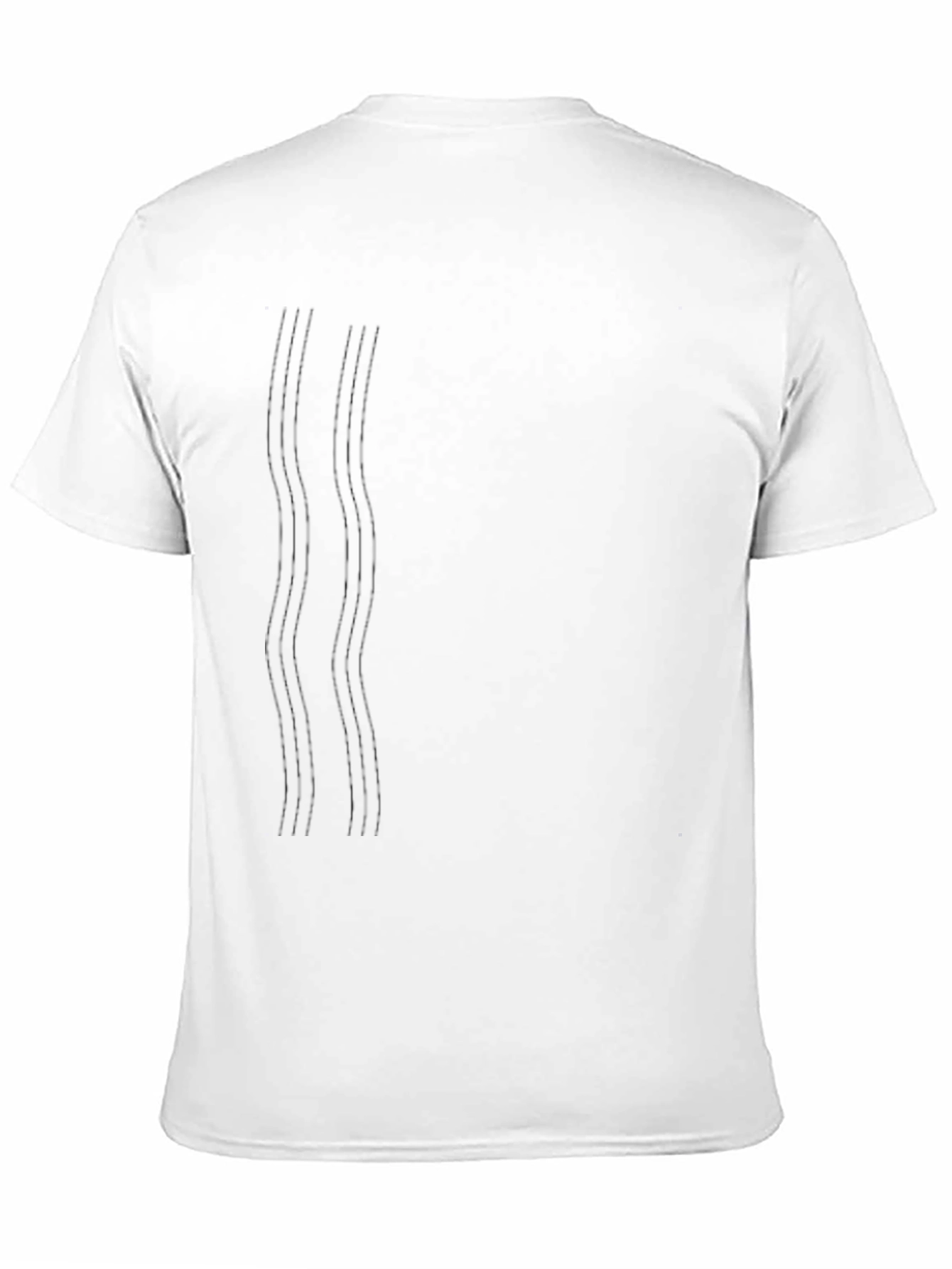 Mens Black Crew Neck T-Shirt with Subtle Line Design