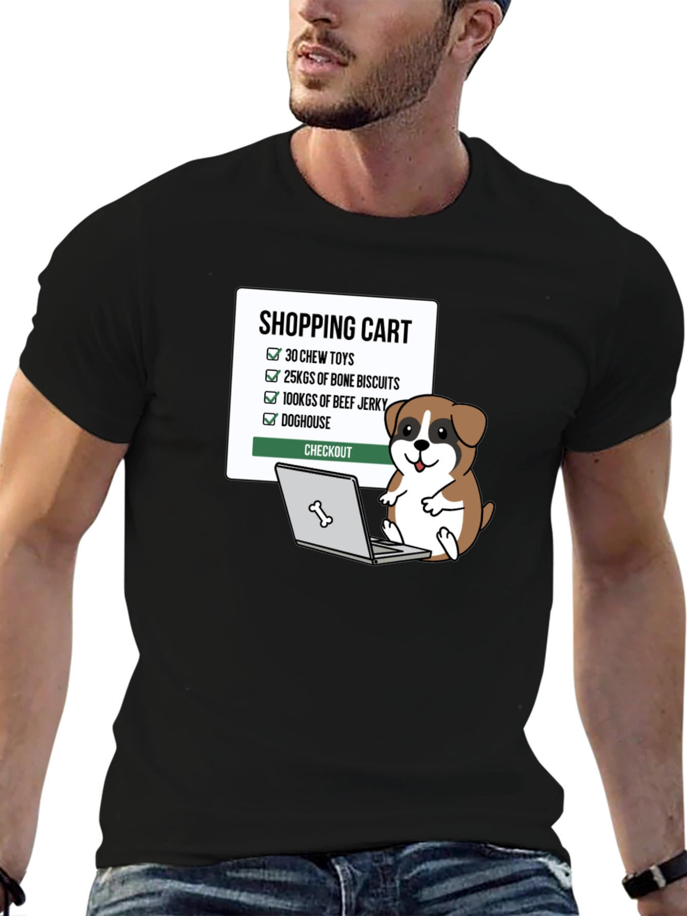Funny Dog Shopping Cart T-Shirt