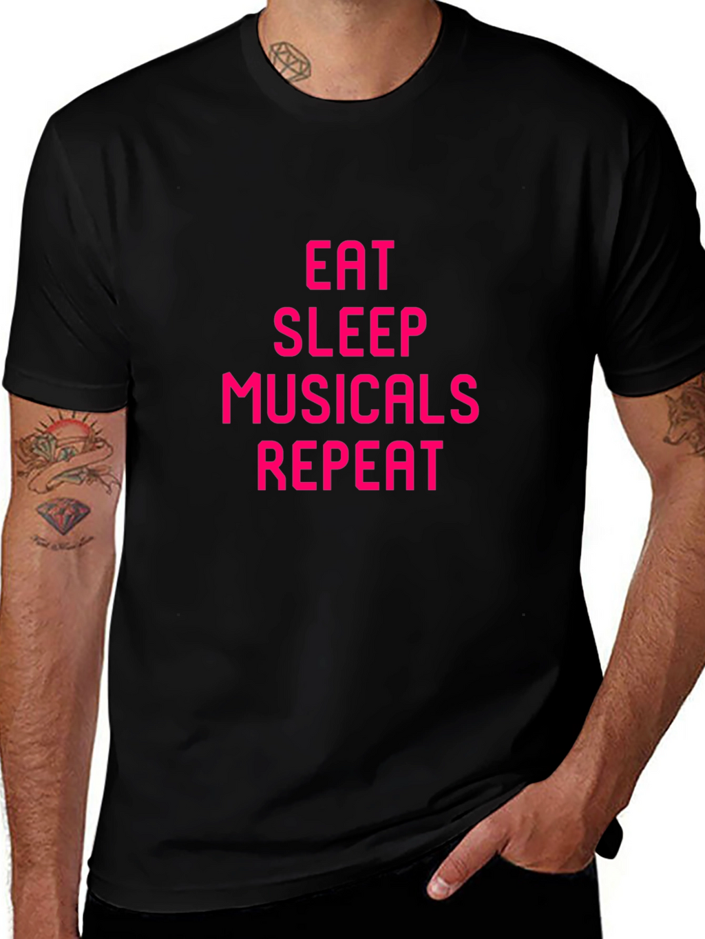 Eat Sleep Musicals Repeat Black Tee