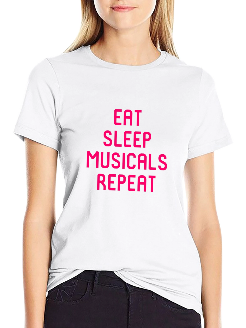 Eat Sleep Musicals Repeat Black Tee