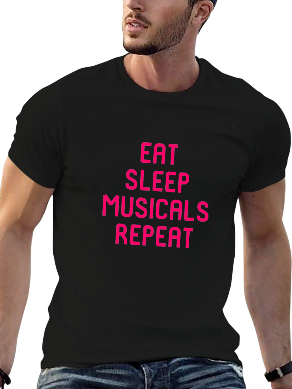 Eat Sleep Musicals Repeat Black Tee
