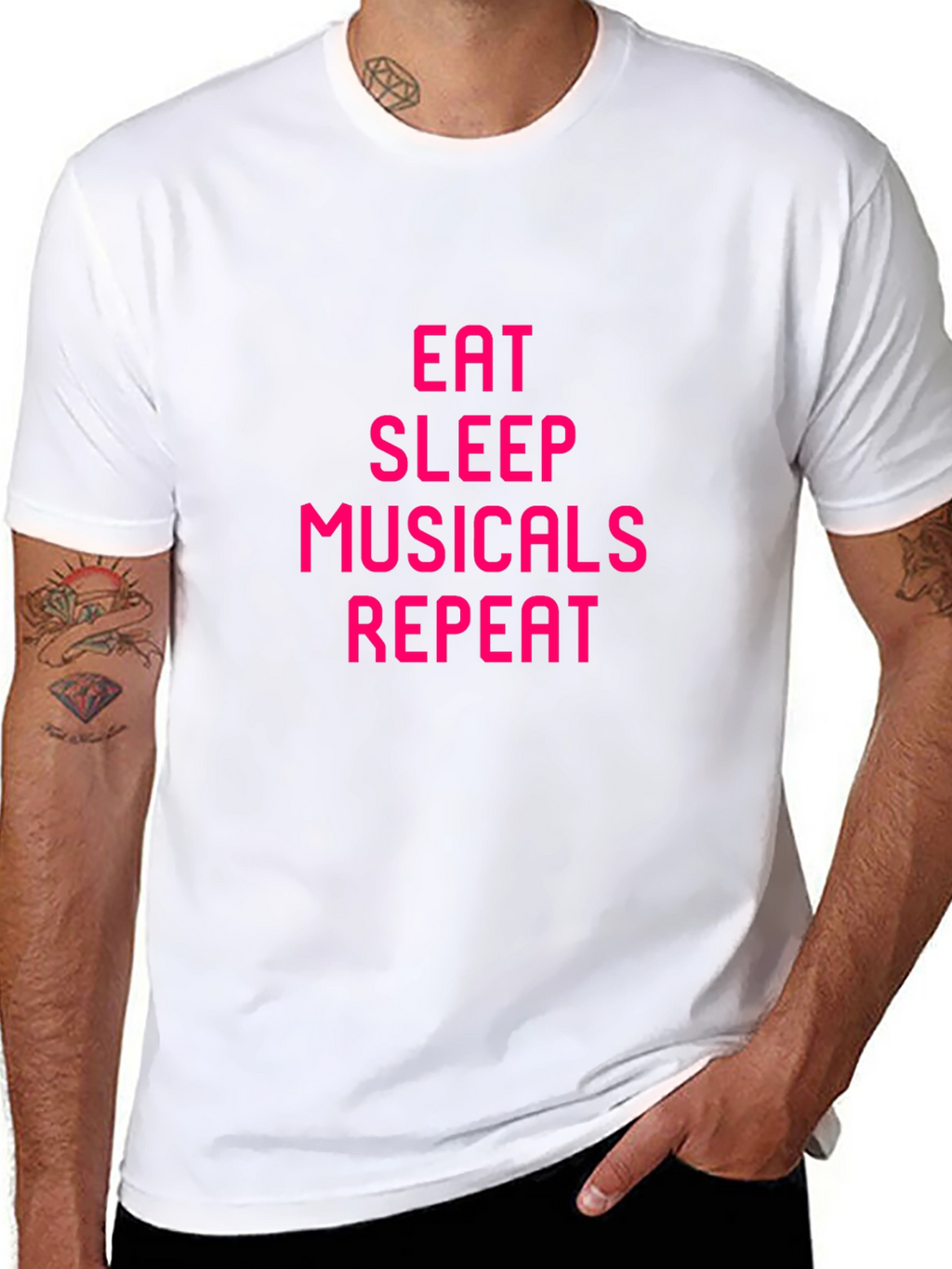 Eat Sleep Musicals Repeat Black Tee