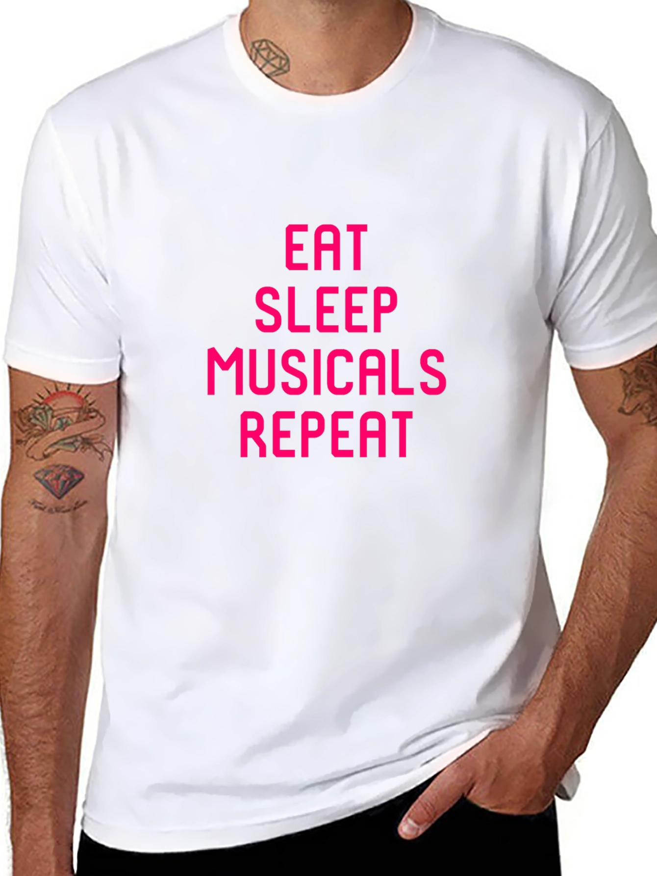 Eat Sleep Musicals Repeat Black Tee