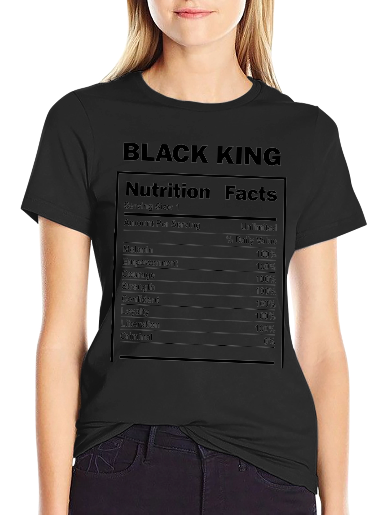 Black King Nutrition Facts T-Shirt