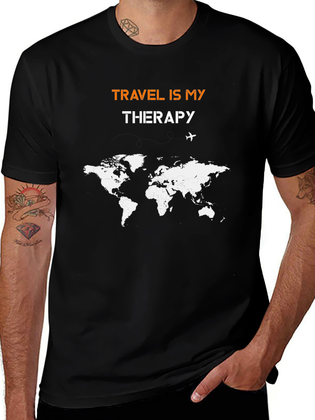 Travel Is My Therapy World Map Graphic Tee