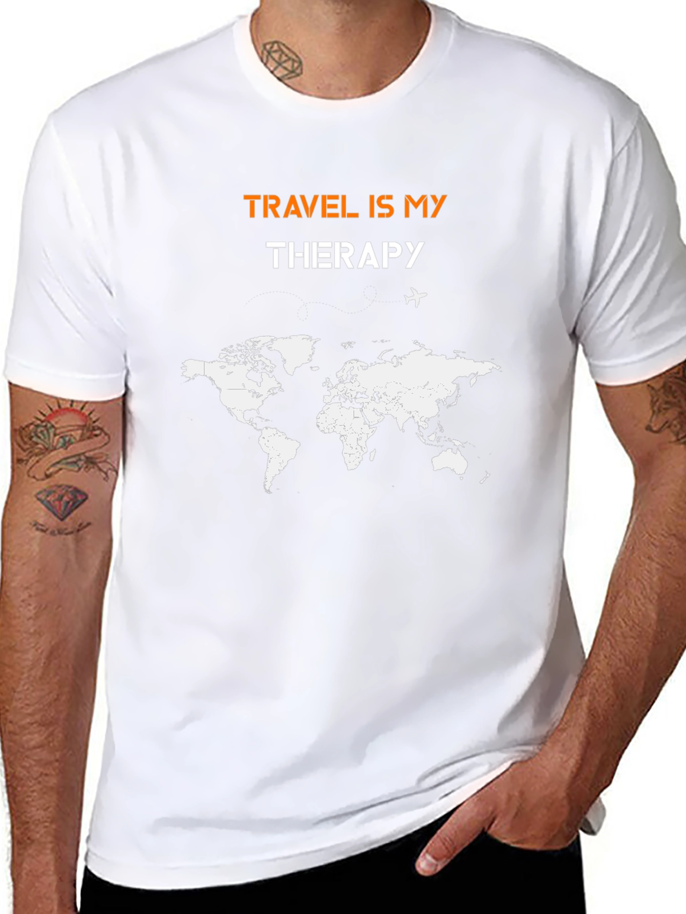 Travel Is My Therapy World Map Graphic Tee