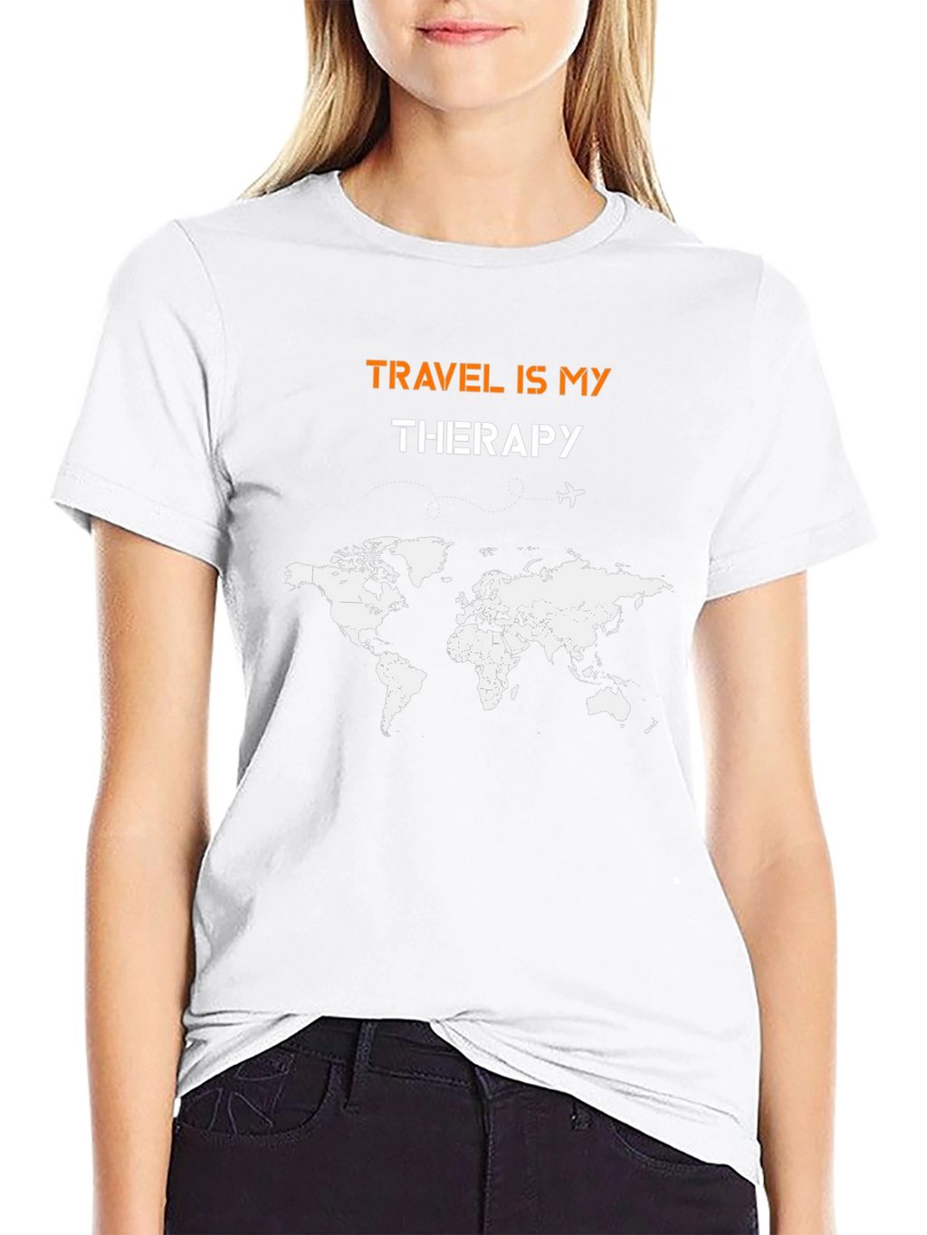 Travel Is My Therapy World Map Graphic Tee