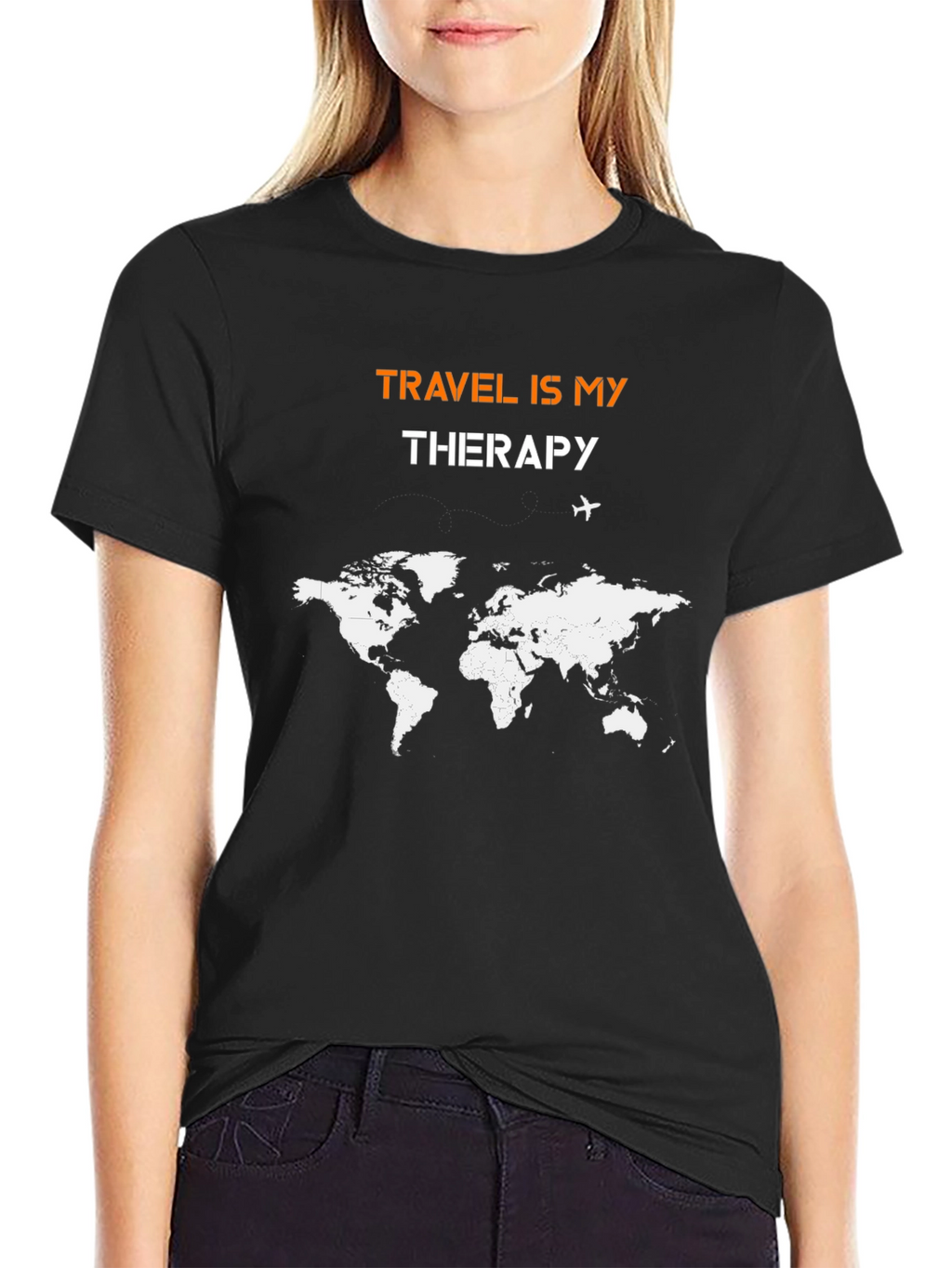 Travel Is My Therapy World Map Graphic Tee
