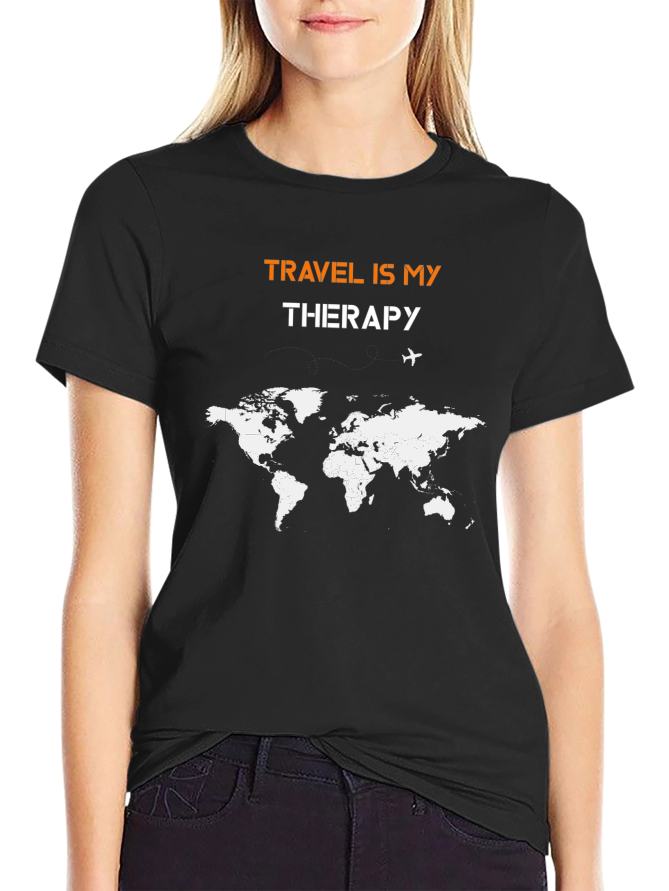 Travel Is My Therapy World Map Graphic Tee