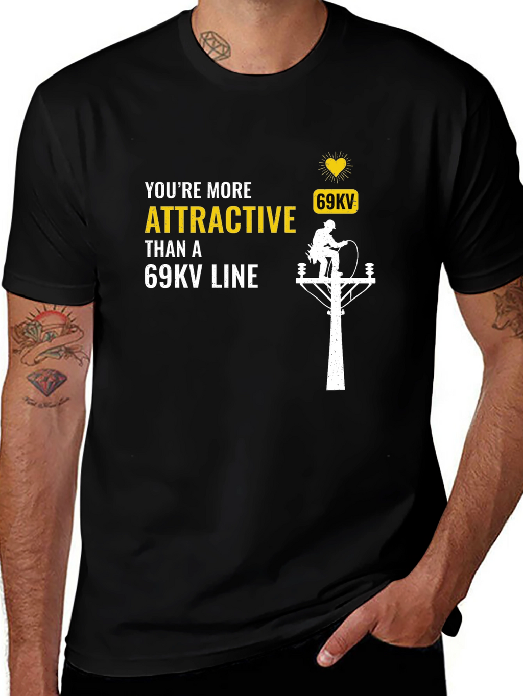 Attractive 69kV Line Lineman Graphic T-Shirt