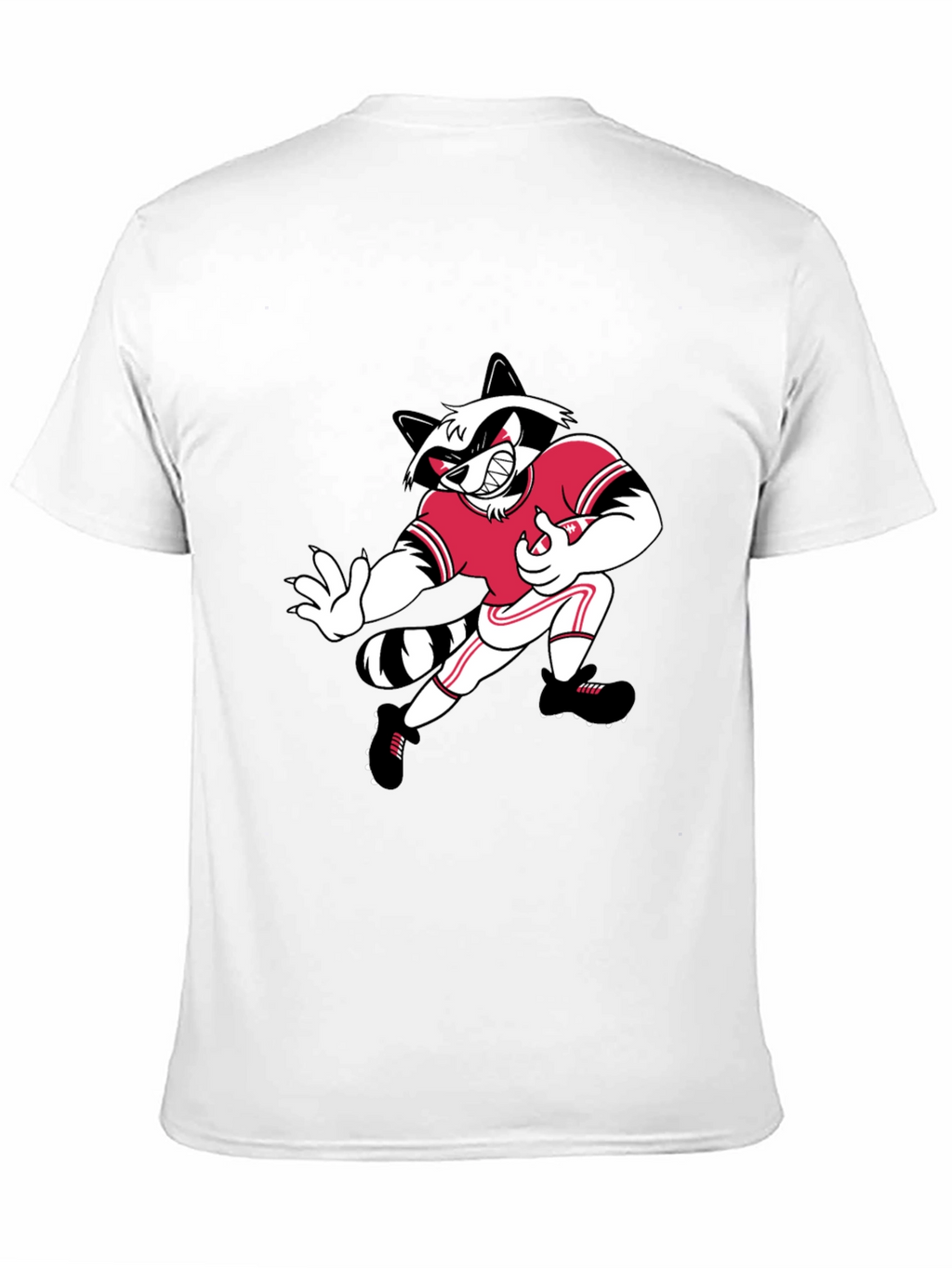 Cartoon Raccoon Football Player Black T-Shirt