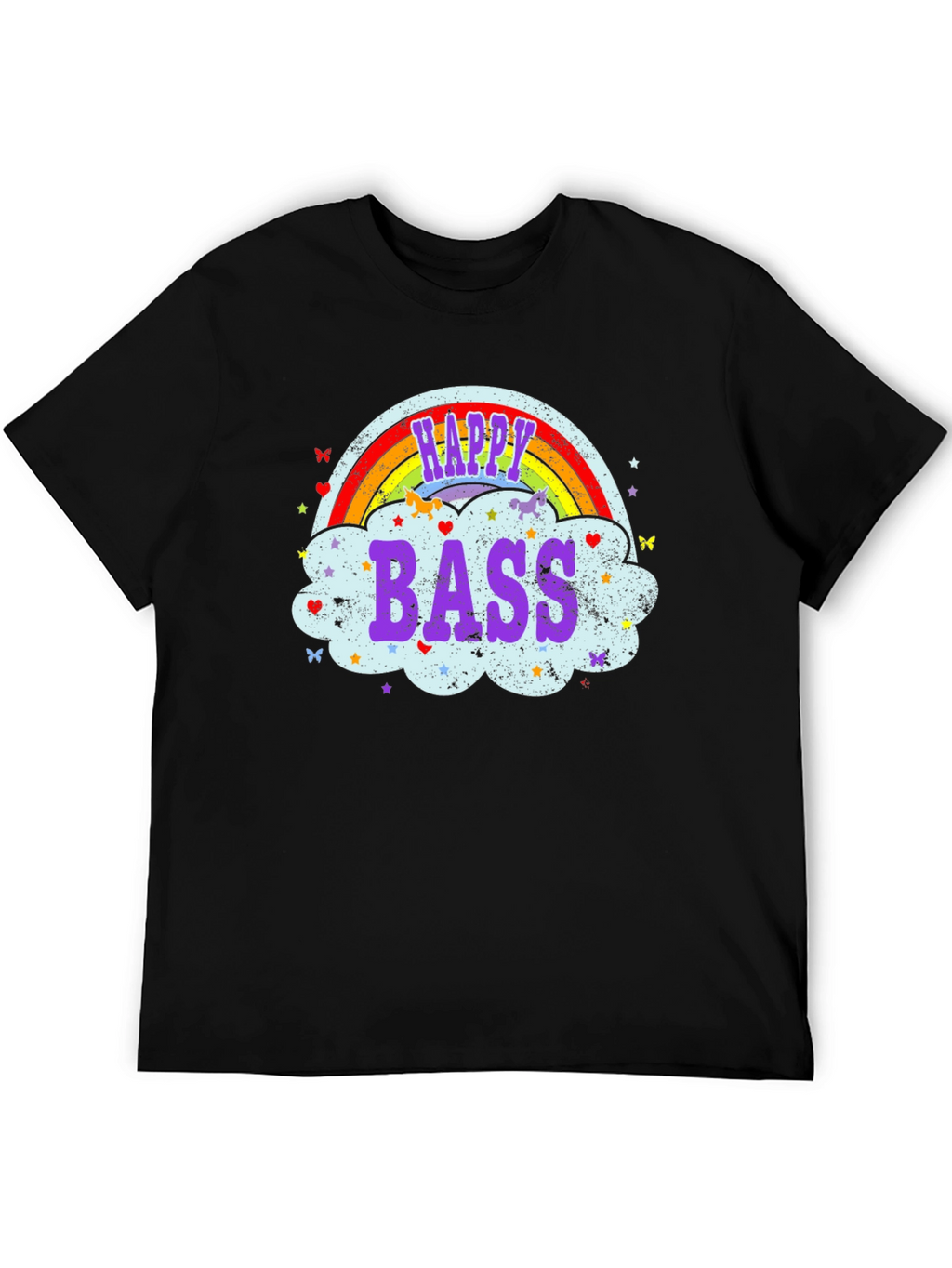 Happy Bass T-Shirt Rainbow Cloud Design