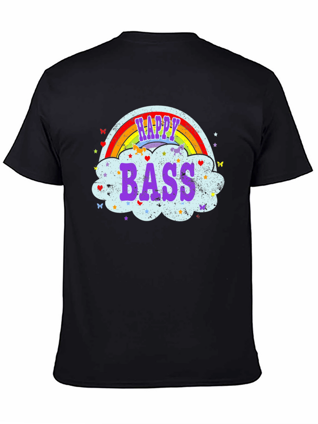 Happy Bass T-Shirt Rainbow Cloud Design