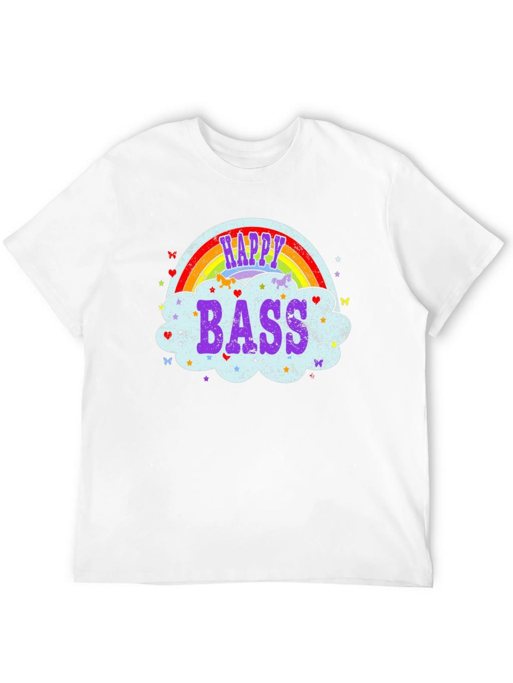 Happy Bass T-Shirt Rainbow Cloud Design
