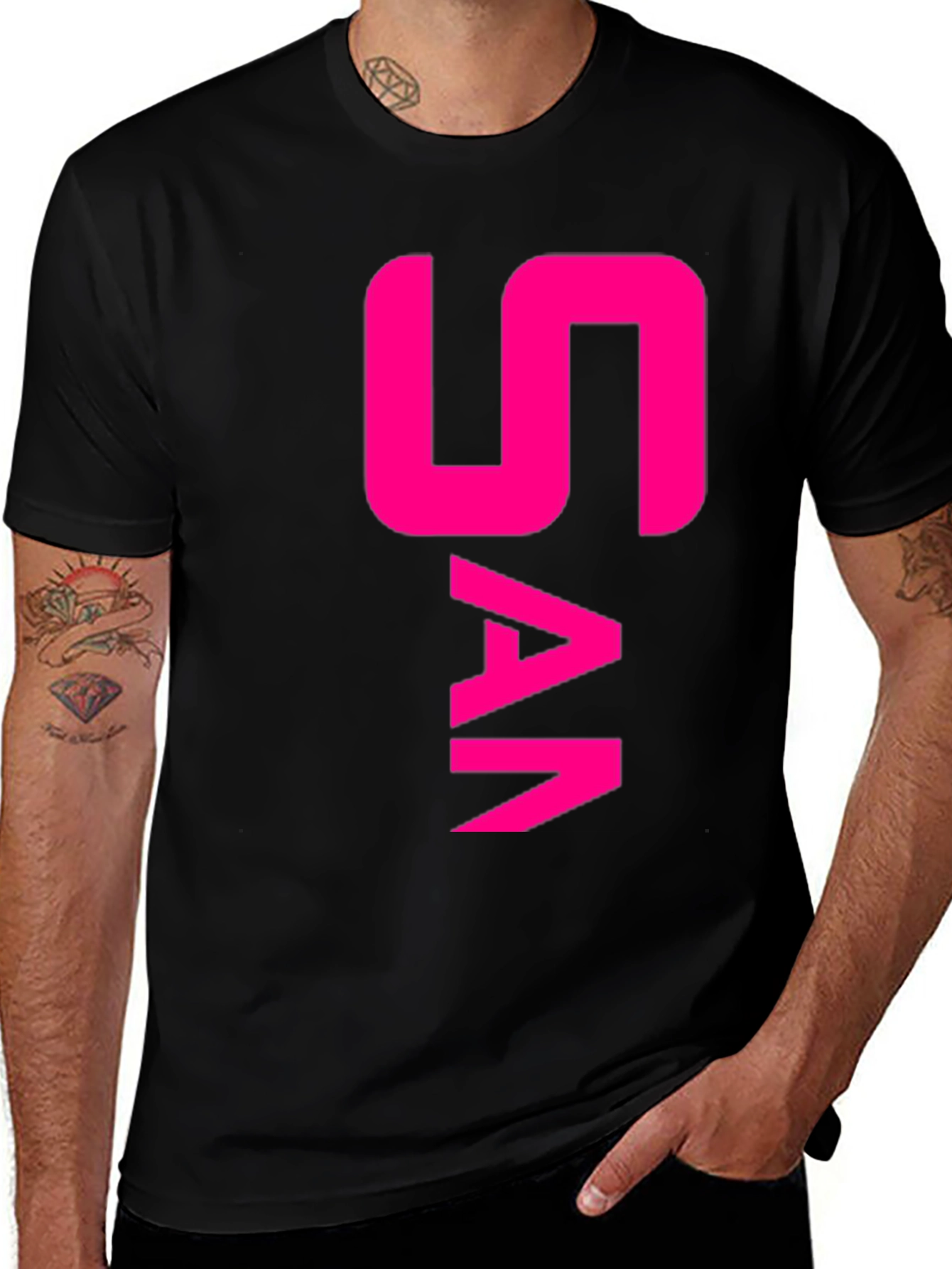 Bold Pink SAA Graphic Black T-Shirt