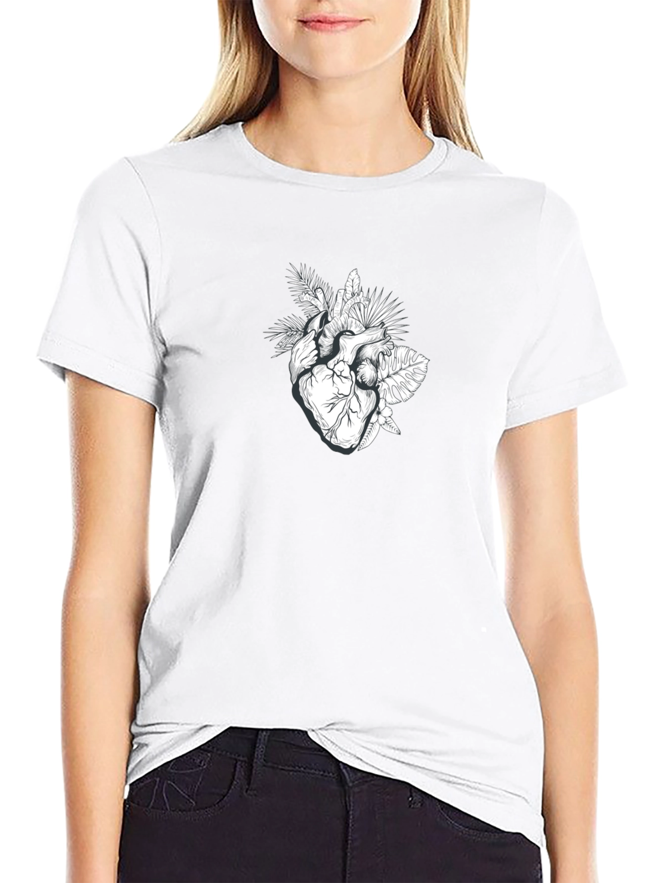 Botanical Heart Graphic Tee - Black