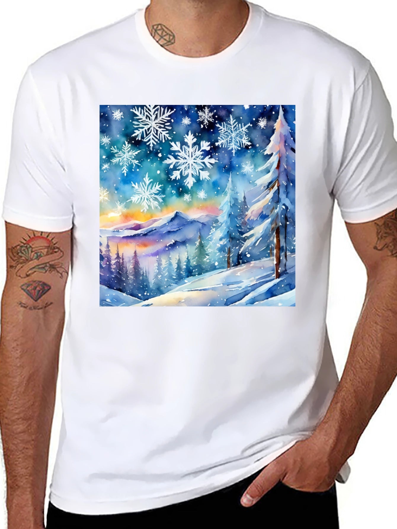Winter Wonderland Watercolor Graphic T-Shirt