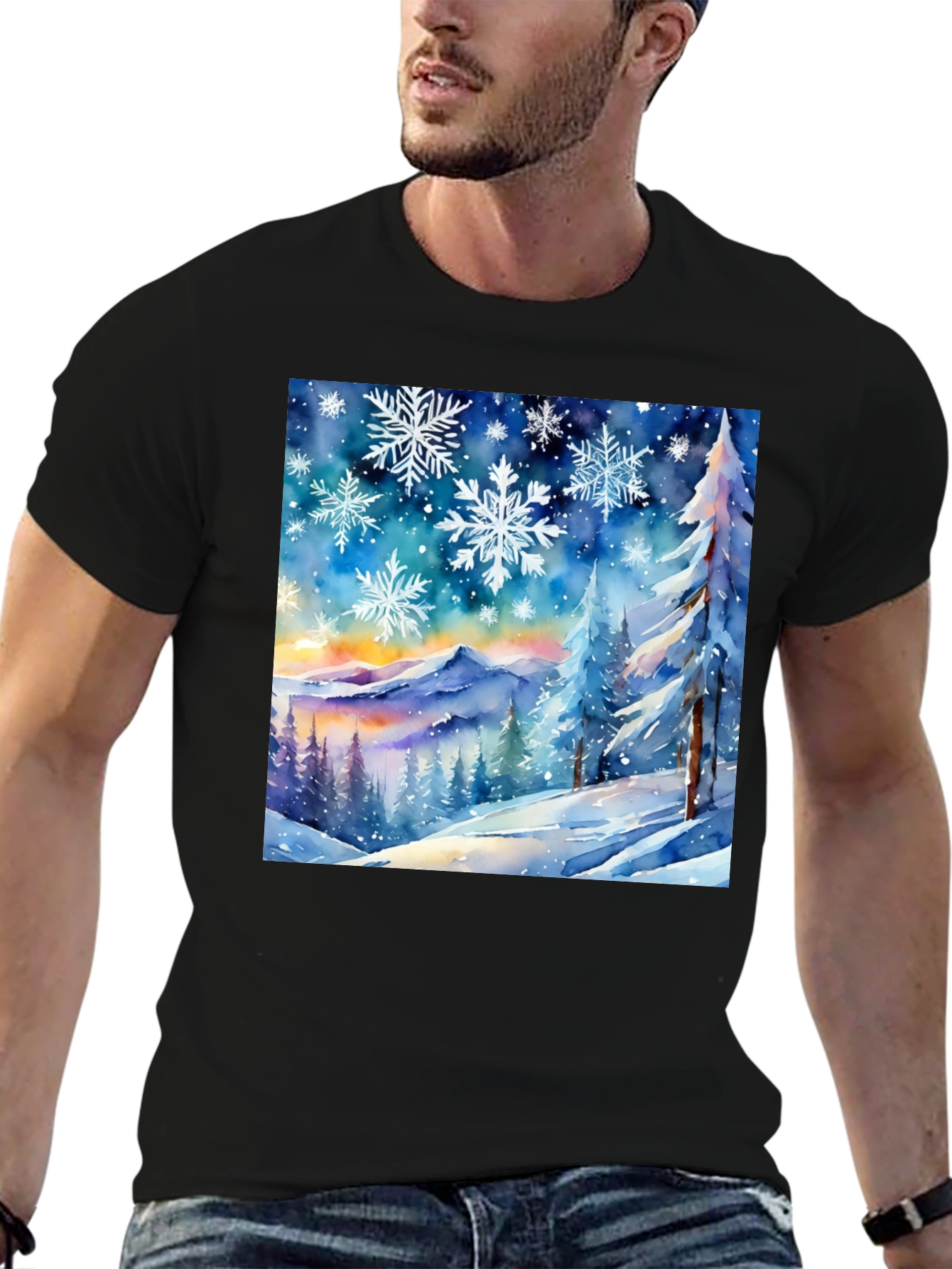 Winter Wonderland Watercolor Graphic T-Shirt