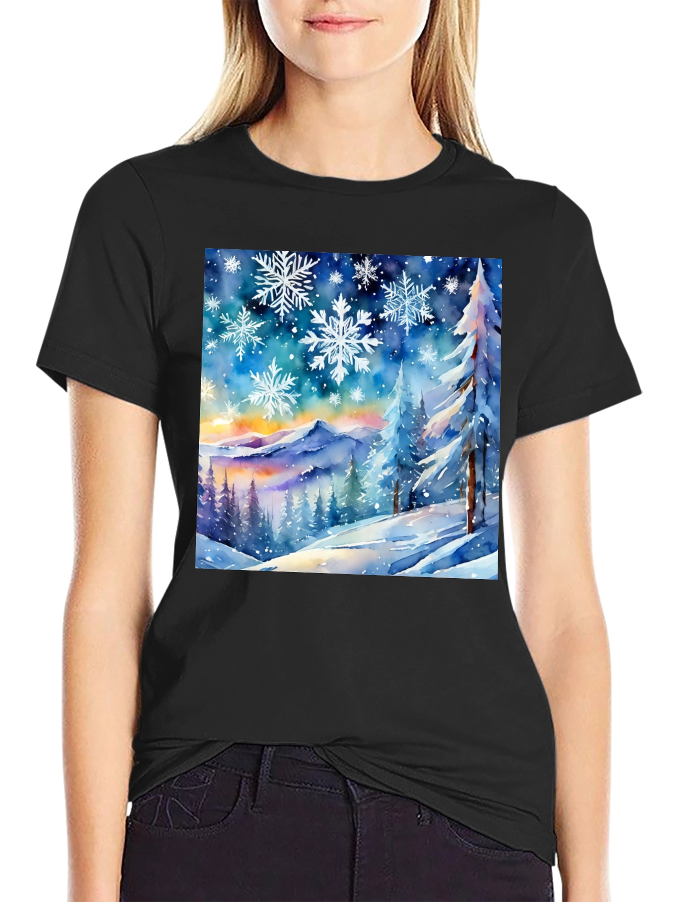 Winter Wonderland Watercolor Graphic T-Shirt