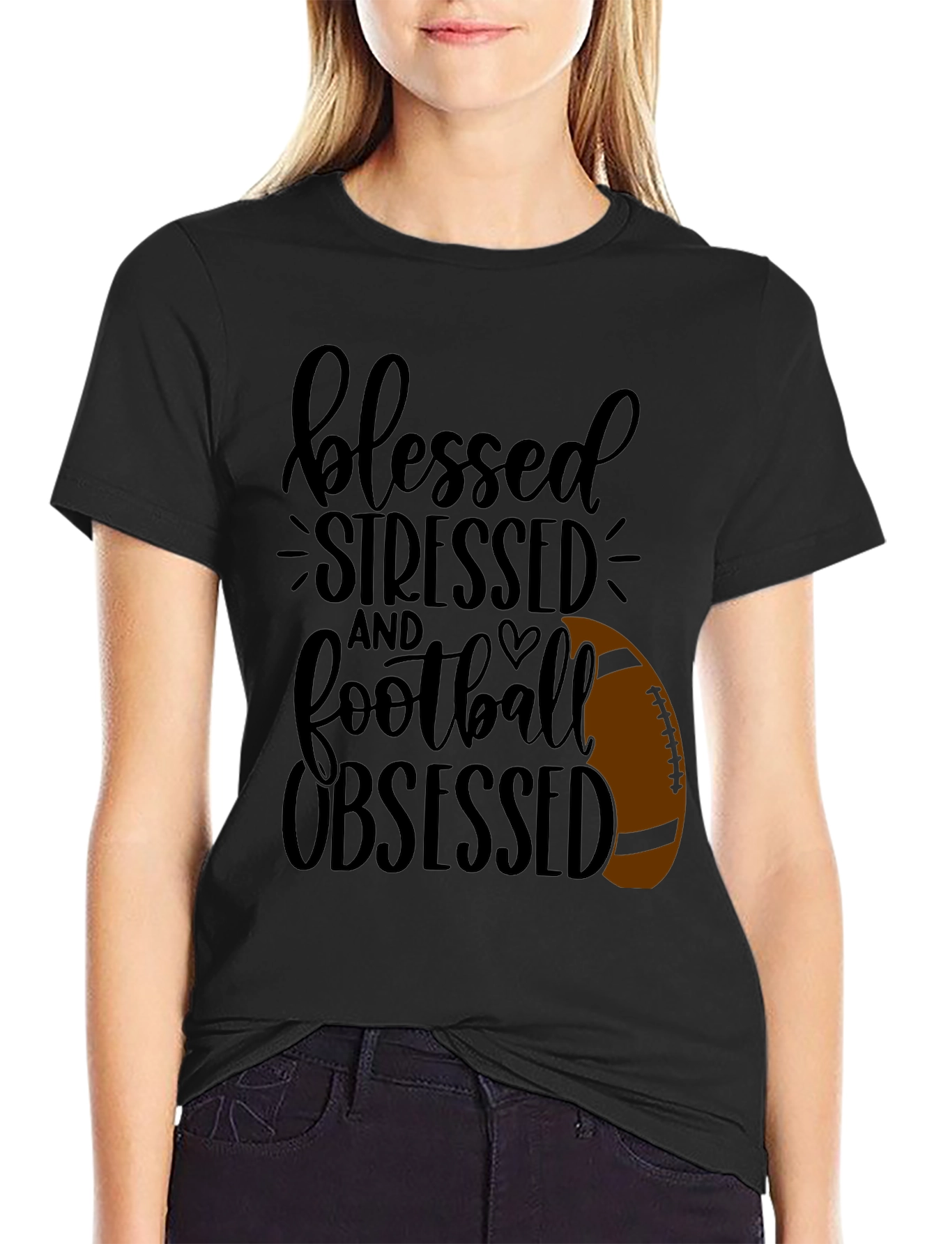 Blessed Stressed Football Obsessed T-Shirt