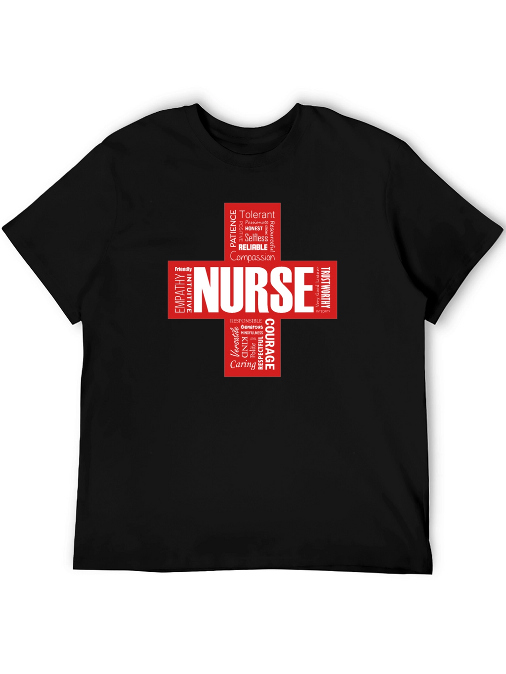 Nurse Word Cloud Black T-Shirt