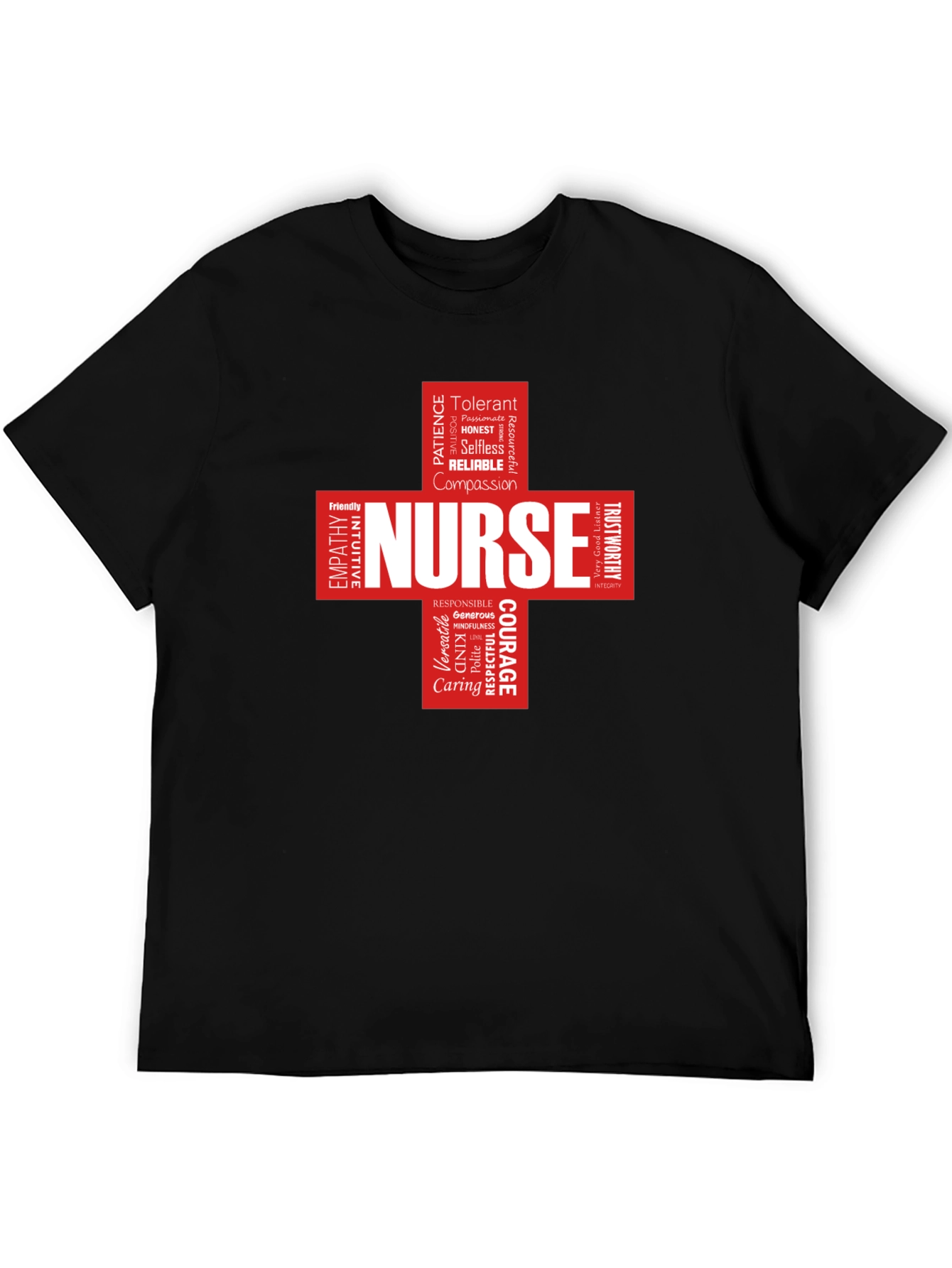 Nurse Word Cloud Black T-Shirt