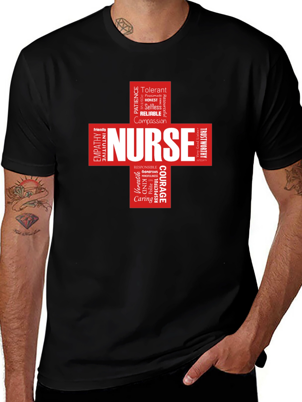 Nurse Word Cloud Black T-Shirt