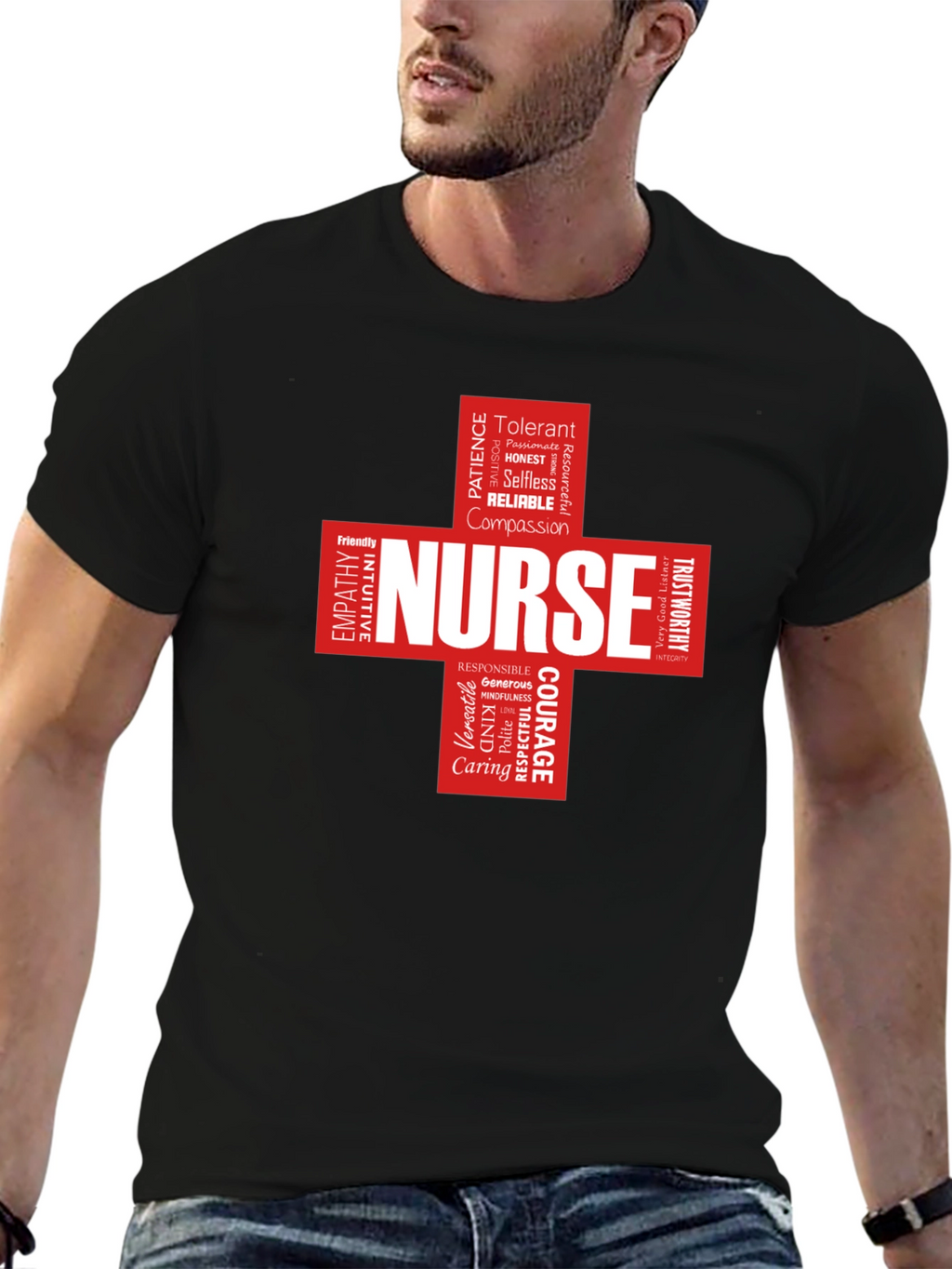 Nurse Word Cloud Black T-Shirt